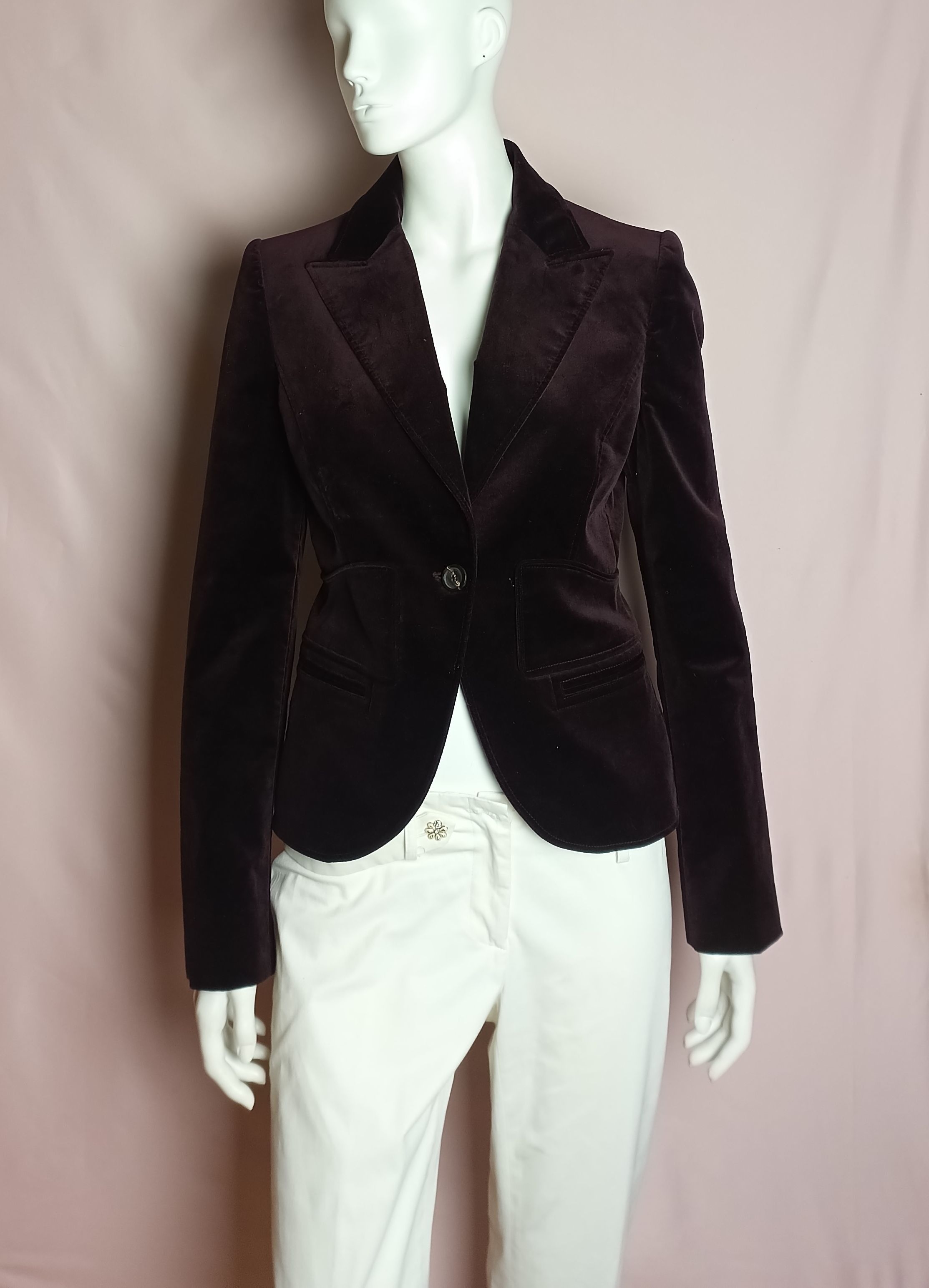 Gucci GUCCI Velvet Elegant Blazer Jacket Burgundy IT 42 Size M / US 6-8 / IT 42-44 - 2 Thumbnail