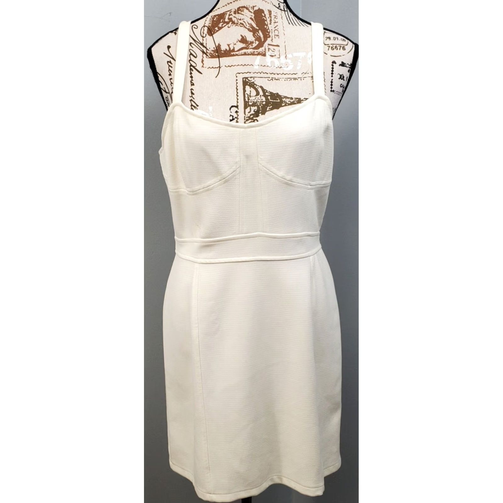 Vintage Sparkle & Fade A-Line Dress Womens Size L Tan Sleeveless Zip Back Square Neck Cocktail Casual Shopwear Size L / US 10 / IT 46 - 2 Thumbnail