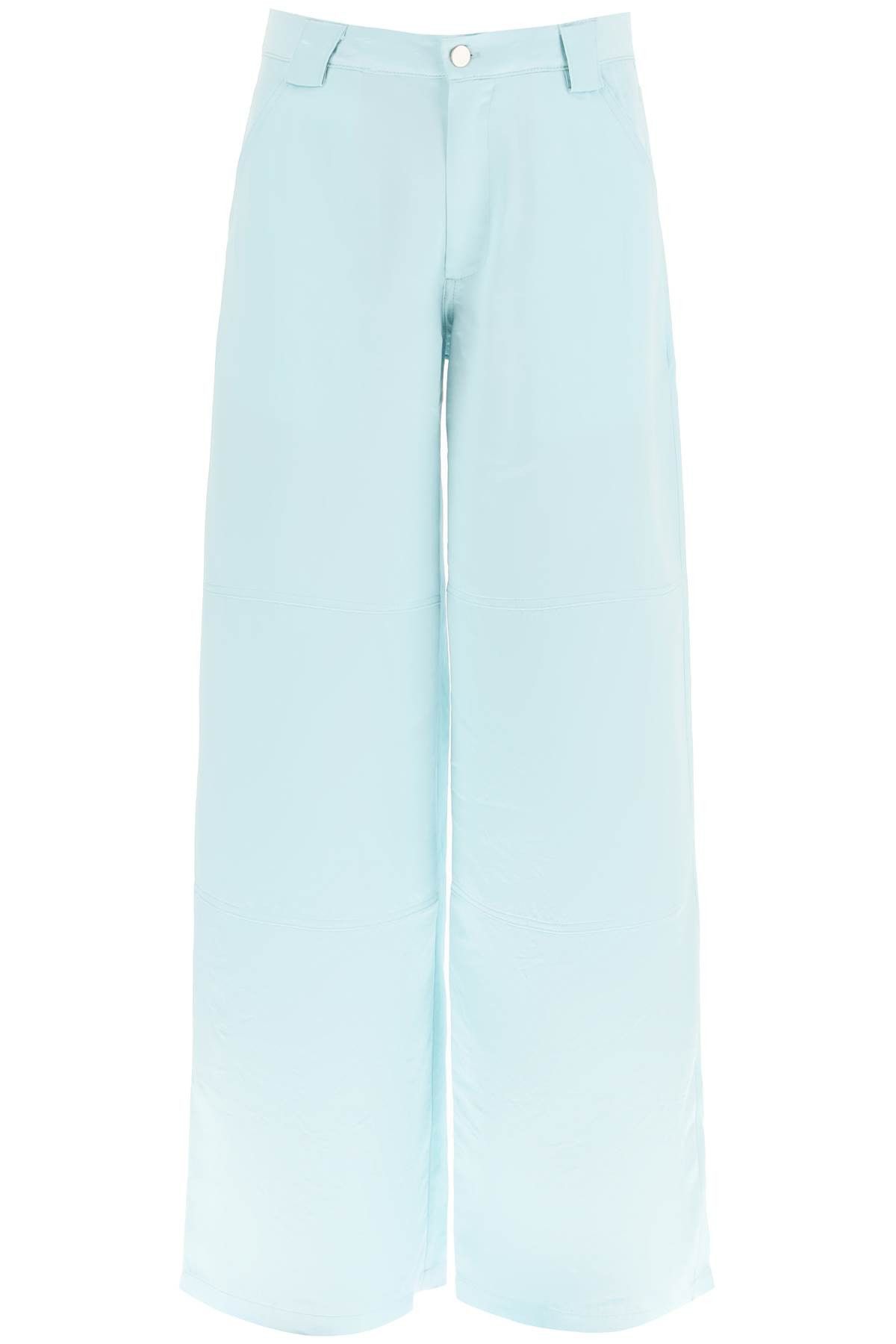 image of Collina Strada Wide-Leg Satin Pants in Celeste, Women's (Size 24)