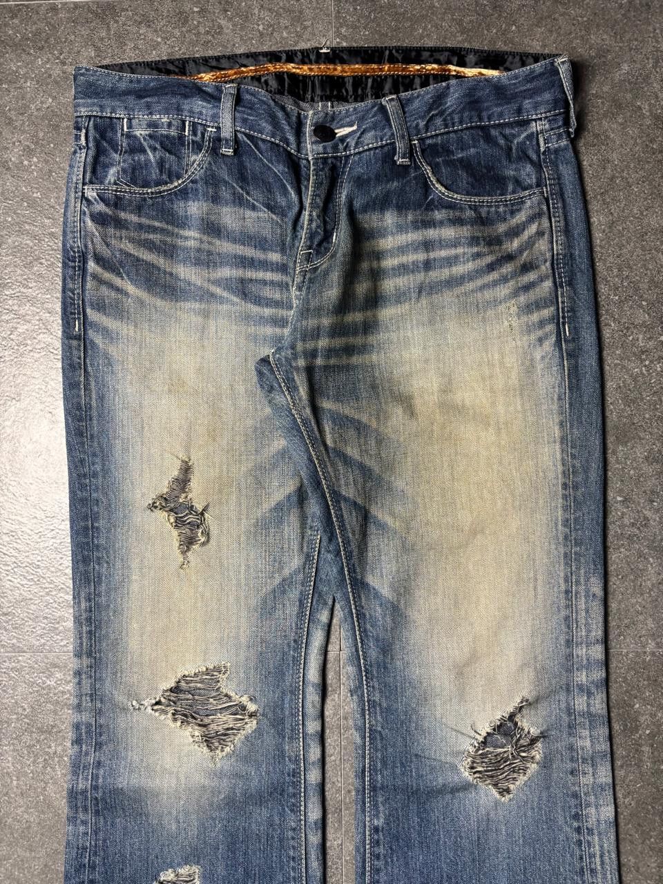 Japanese Brand 2000s Murder License Japan Distressed Flared Jeans Size US 34 / EU 50 - 2 Thumbnail