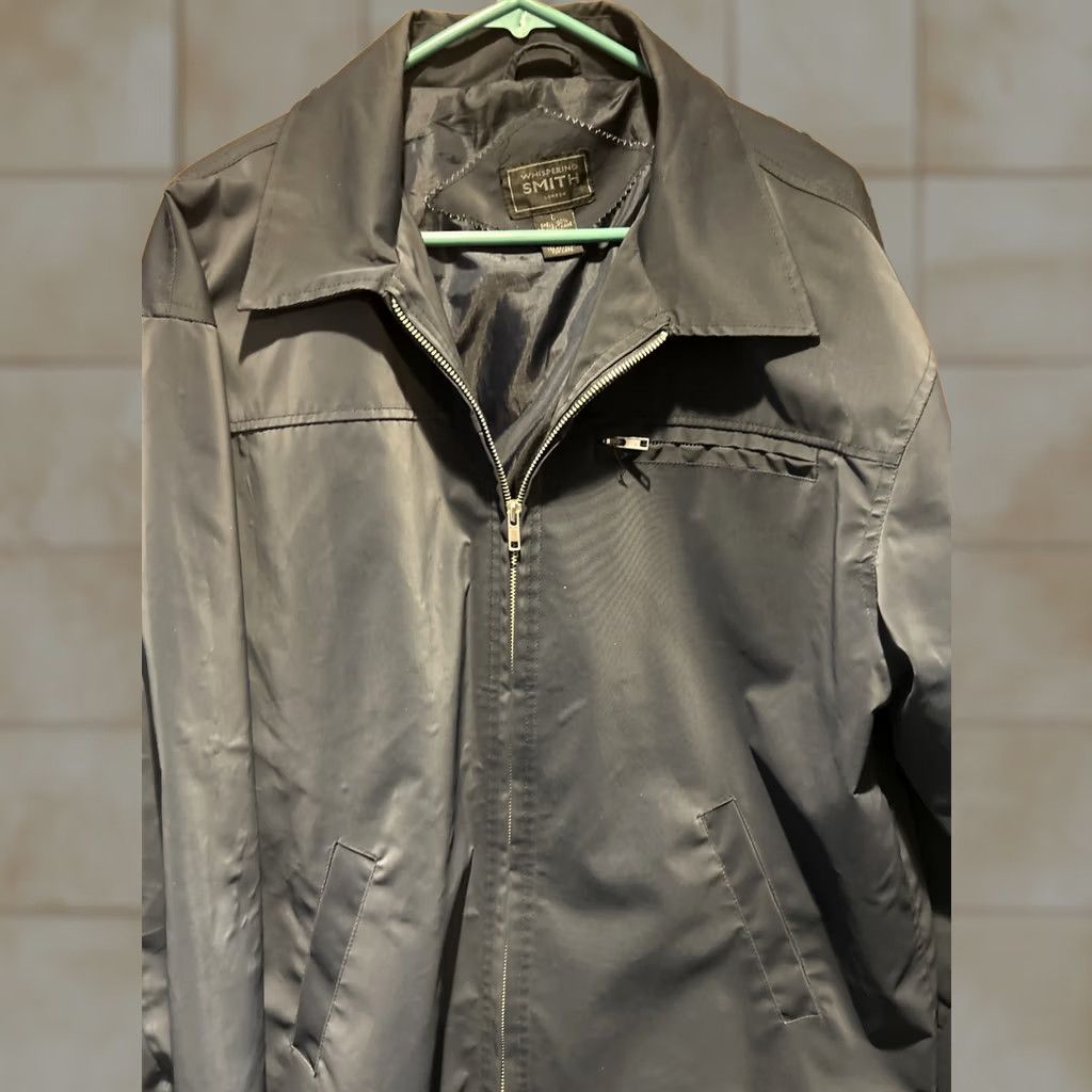 Vintage Whispering Smith Rain Jacket Men L Black Polyurethane Waterproof Zip Up Coat EUC Size US L / EU 52-54 / 3 - 1 Thumbnail
