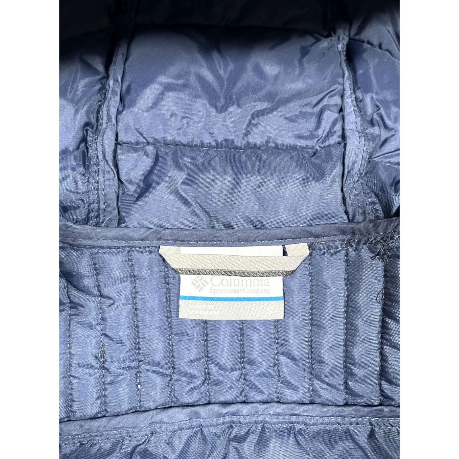 Vintage Columbia Womens Small Blue Hooded Puffer Coat Mid-Length Quilted Winter Warm Regular Zip Pocket Size S / US 4 / IT 40 - 3 Thumbnail