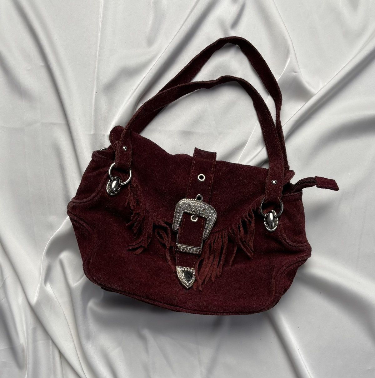 Vintage Suede Leather Western Mini Bag in Red, Women's