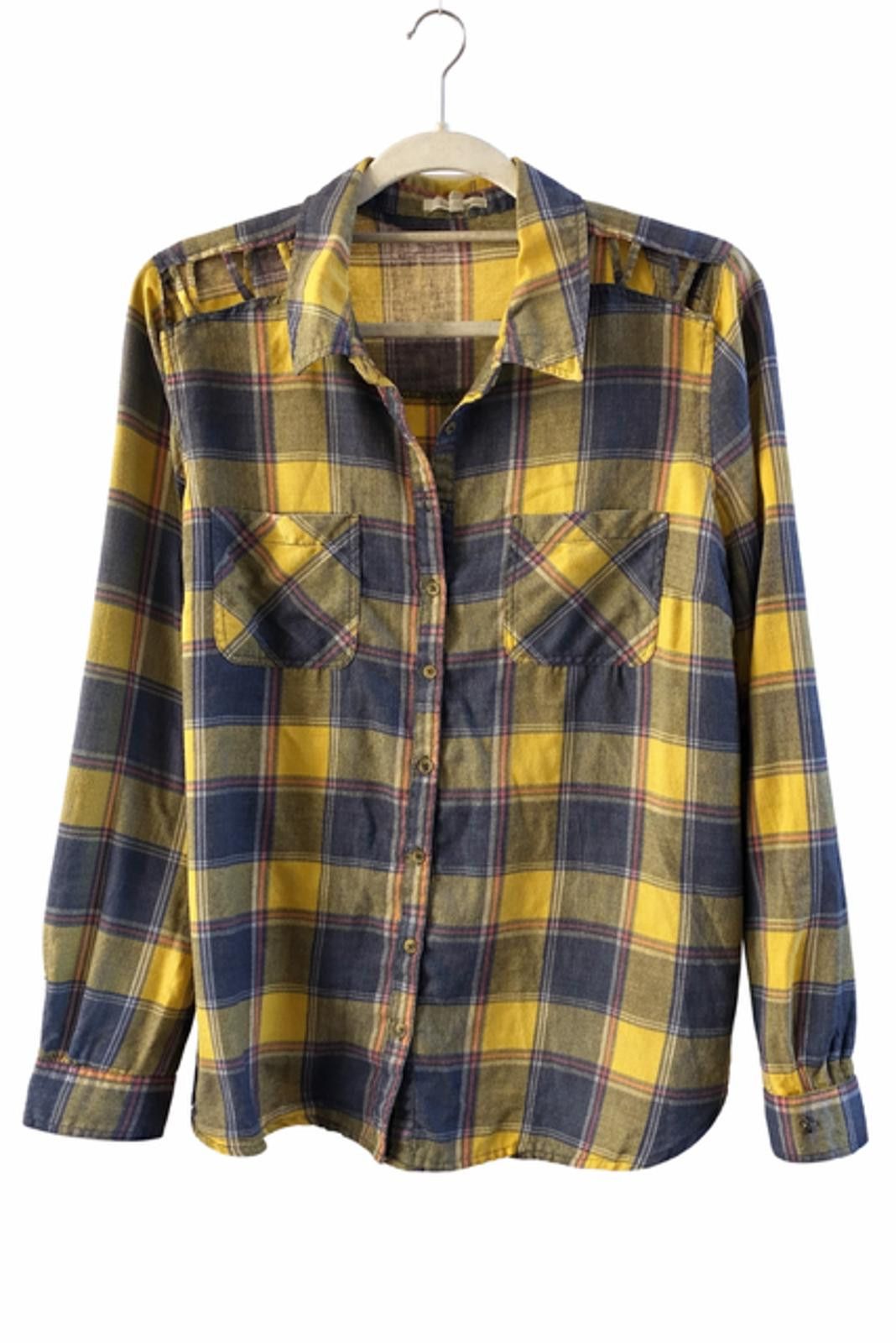 Unknown London Yellow Gray Maurices Sz 2 Plaid Long Sleeve Button-Up Shirt Size US M / EU 48-50 / 2 - 1 Thumbnail