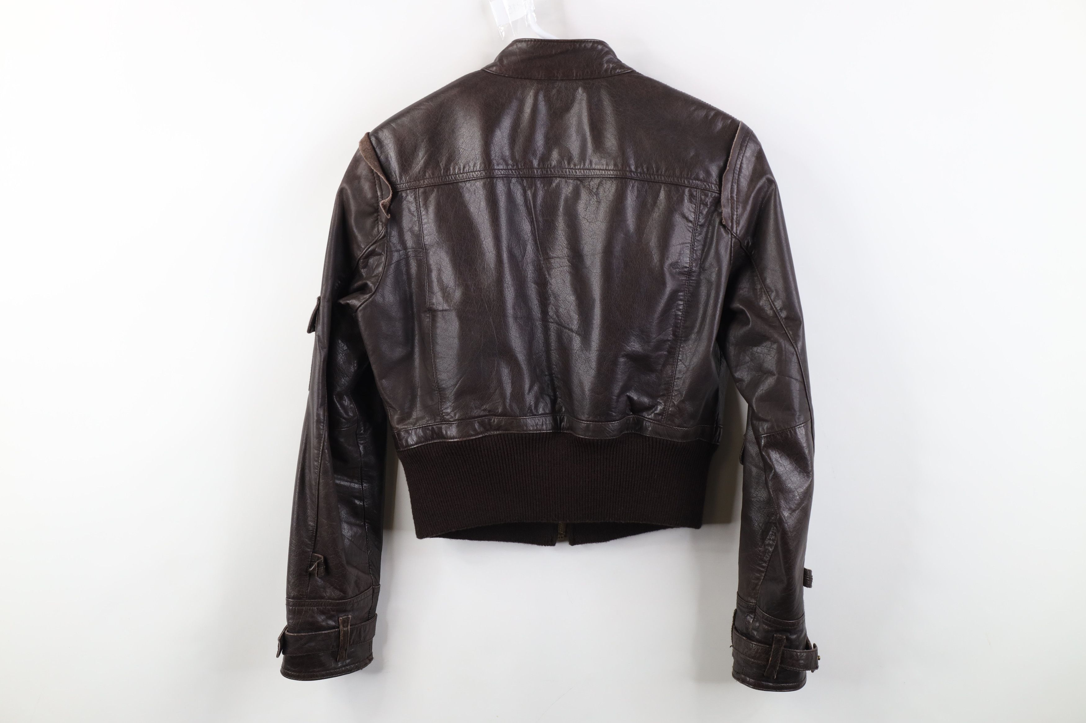 Vintage Vintage 90s Y2K Streetwear Cropped Leather Moto Jacket Size M / US 6-8 / IT 42-44 - 13 Thumbnail