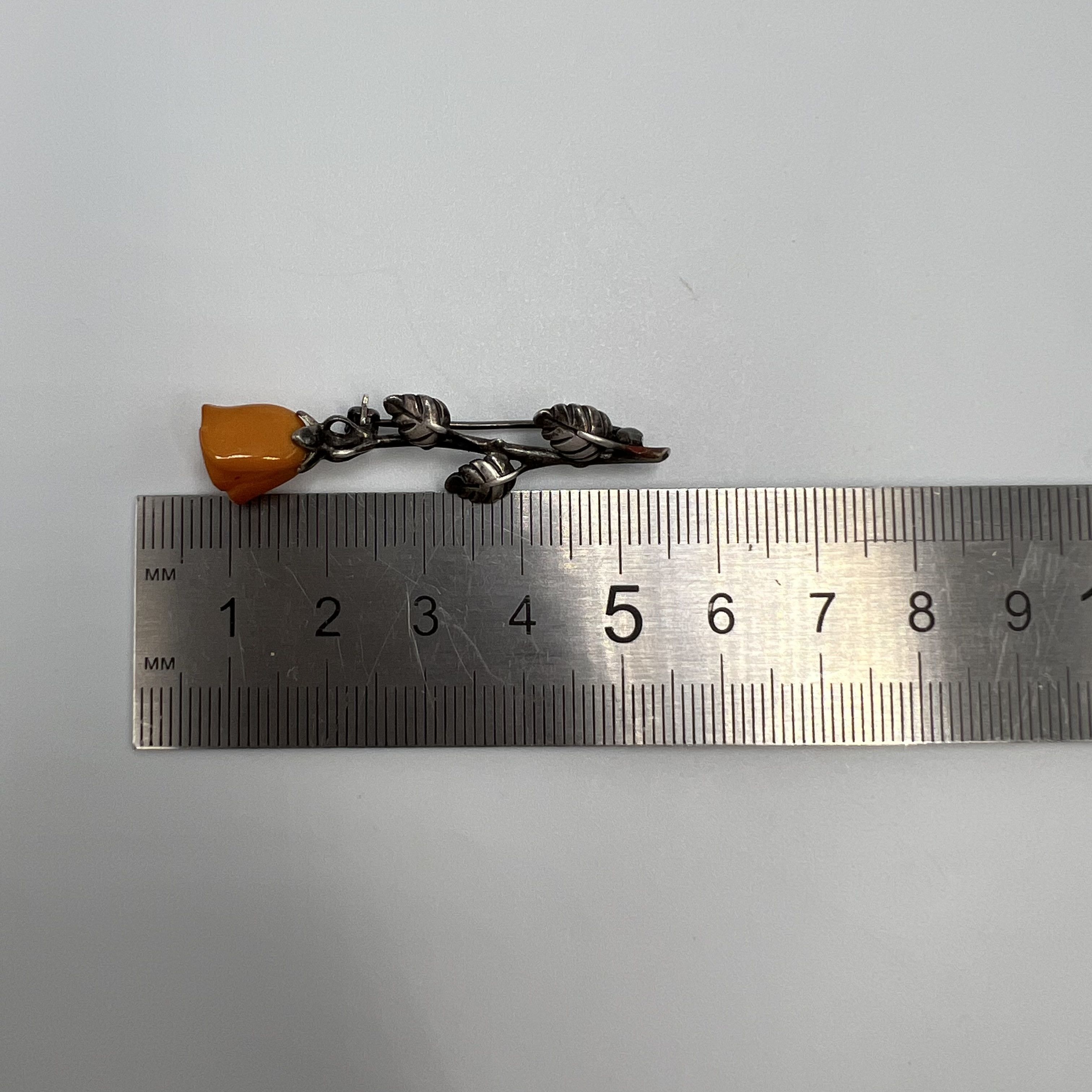 Vintage Vintage Brooch Pins Needle Safe Amber Sterling Silver Size ONE SIZE - 8 Thumbnail