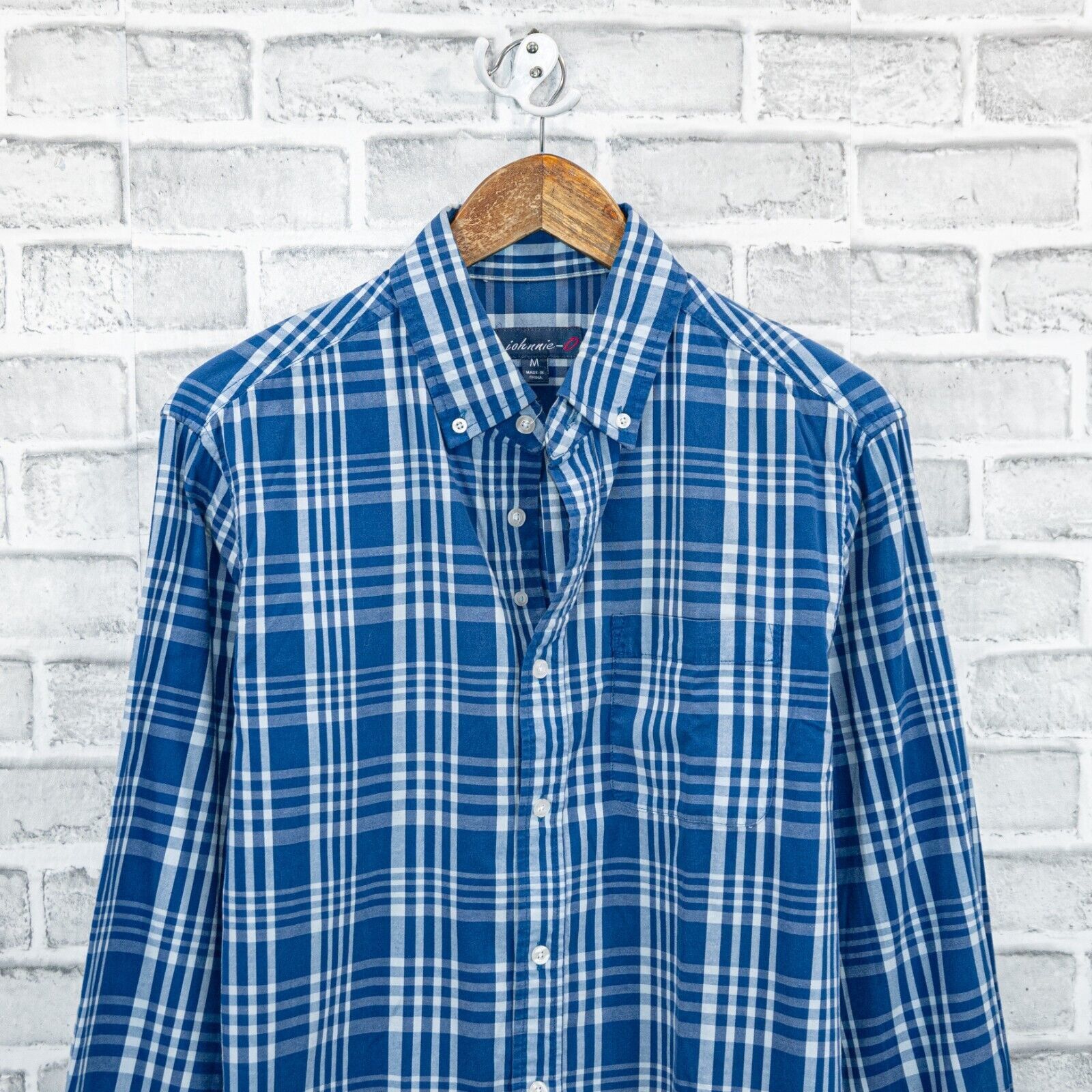 johnnie-O Johnnie-O Men's Long Sleeve Button Down Shirt Blue Plaid Size US M / EU 48-50 / 2 - 5 Thumbnail