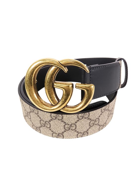 Gucci Coated Canvas and Leather Belt with Peg-in-Hole Closure | Grailed