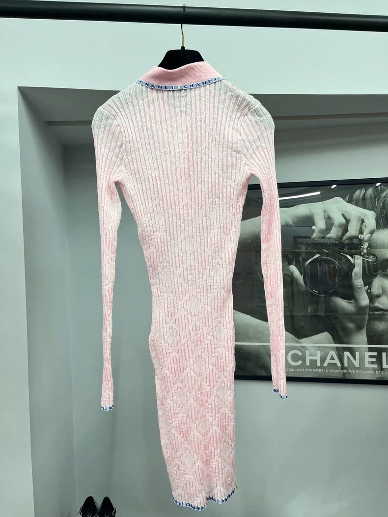 Chanel Chanel 24S pink knitted dress Size XXS / US 00 / IT 34 - 3 Thumbnail