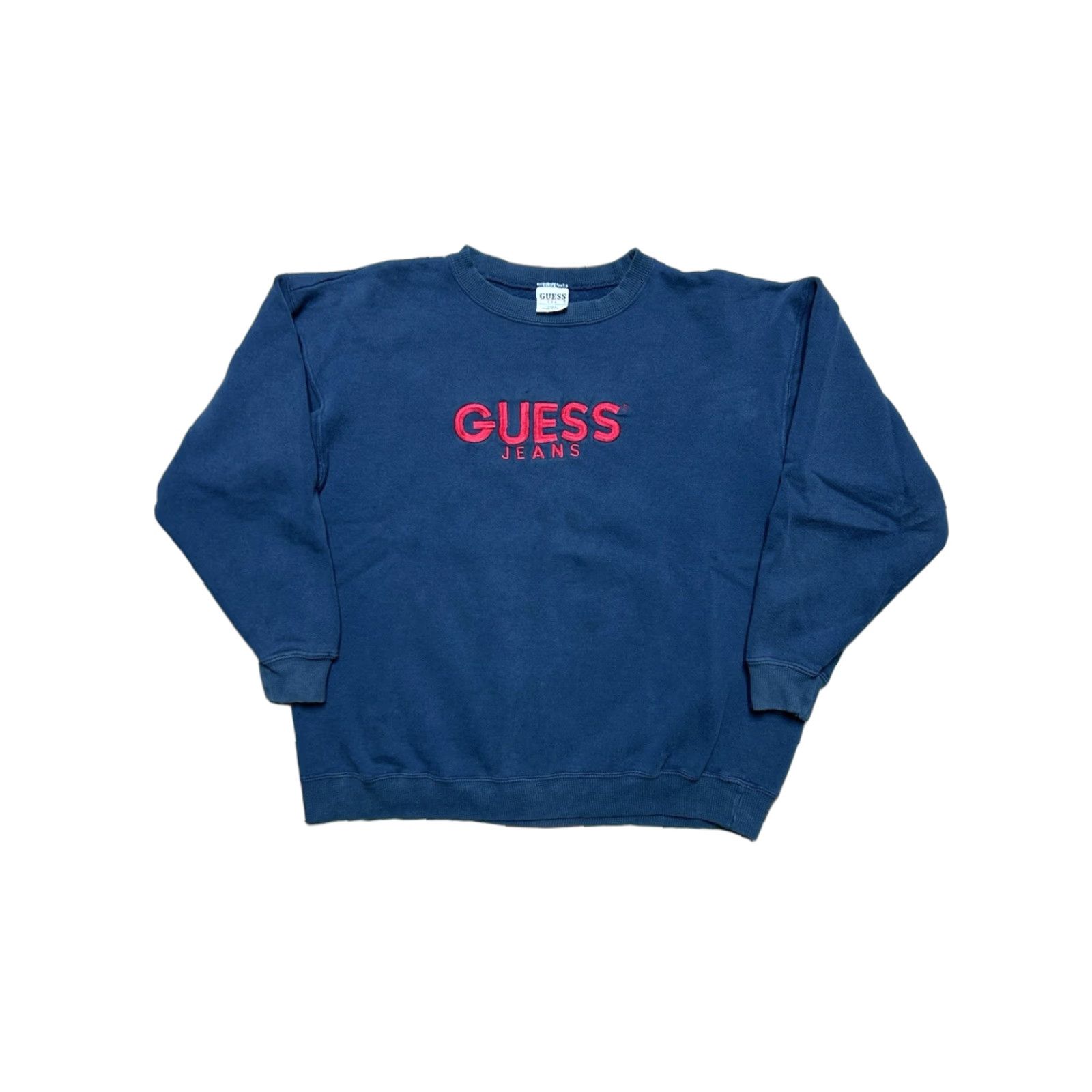 Guess VINTAGE 90s Guess Jeans Embroidered Heavy Cotton Boxy Crewneck Sweatshirt Men Large Blue Size US L / EU 52-54 / 3 - 1 Thumbnail