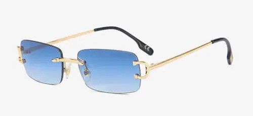 Electric Visual Kimaya x Nami Blue Lence Retro Rectangular Rimles Sunglasess Size ONE SIZE - 6 Thumbnail