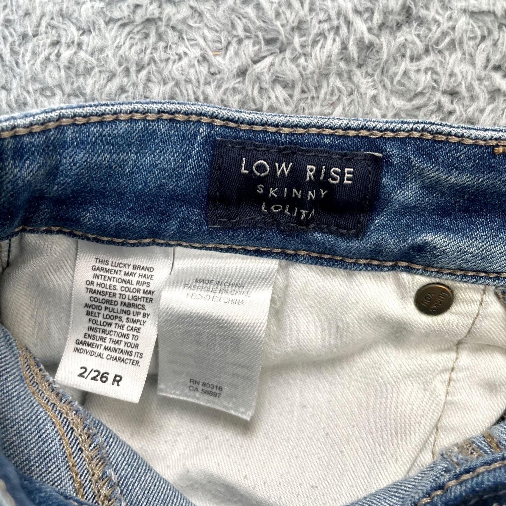 Lucky Brand Lucky Brand Jeans Womens 2x26R Blue Lolita Skinny Leg Whiskered Denim Low Rise Jeans Women 5-Pocket Denim Cotton Spandex Viscose Zip Button Size 26" / US 2 / IT 38 - 4 Thumbnail