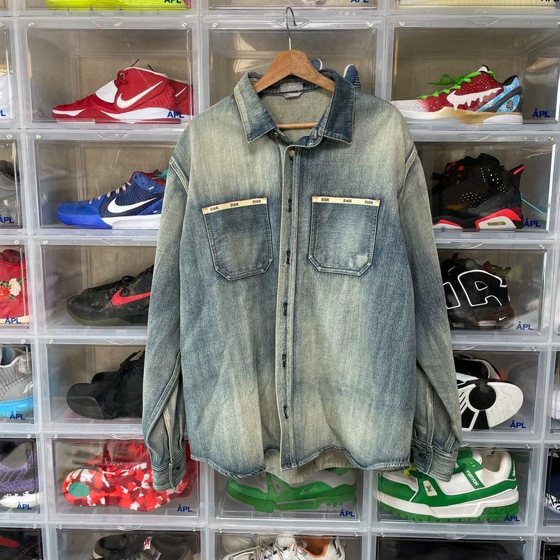 Dior Dior Washed Distressed Denim Long Sleeve Shirt Size US XL / EU 56 / 4 - 1 Thumbnail