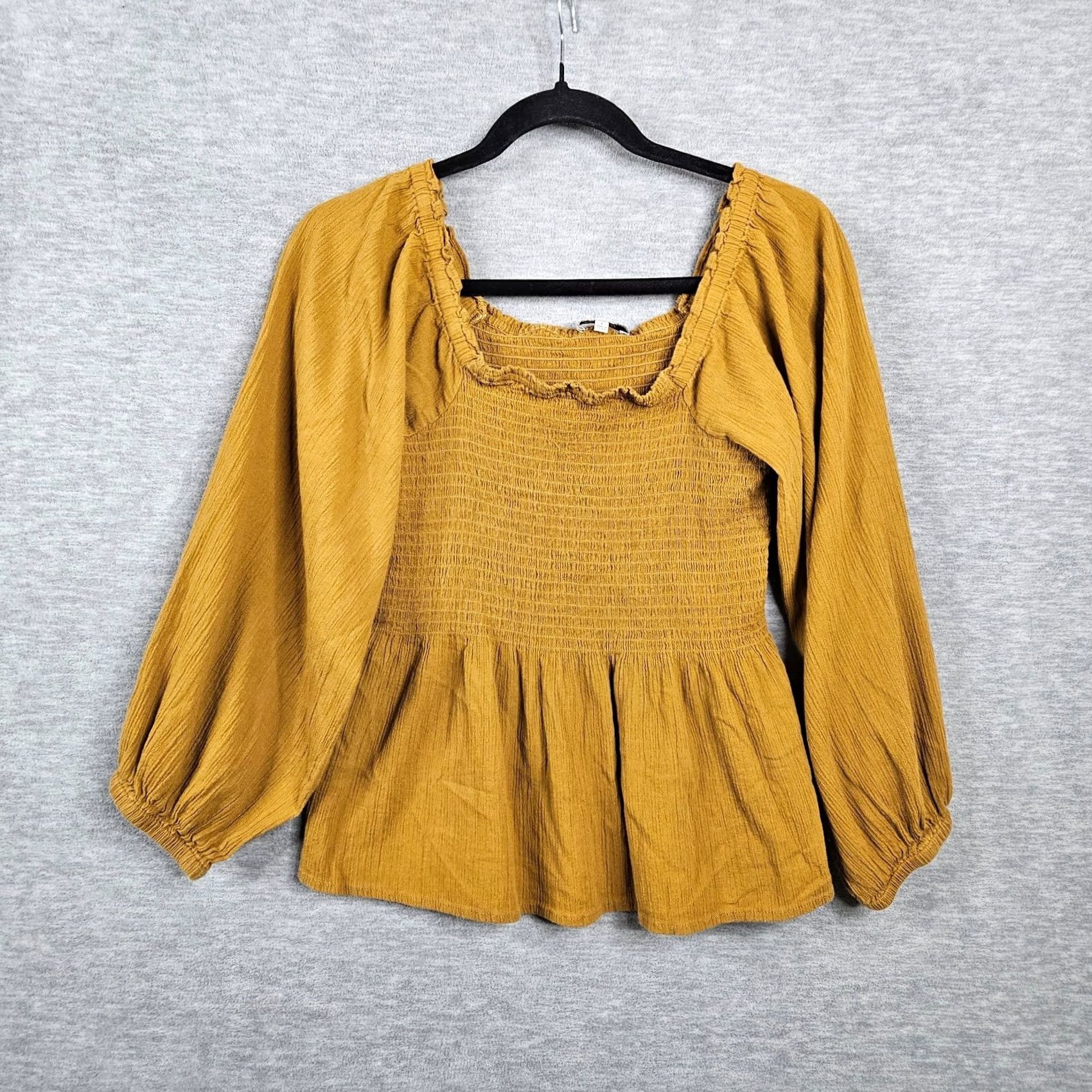 Madewell Madewell Blouse Shirt Womens Puffy Sleeved Smocked Peplum Casual Top Regular Size 6 Brown Cotton Blend Short Sleeve Front Pullover Size M / US 6-8 / IT 42-44 - 2 Thumbnail