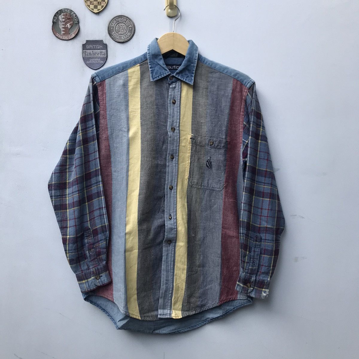Nautica × Vintage Vintage Nautica 90’s Colourful Striped Long Sleeve Dress shi Size US M / EU 48-50 / 2 - 1 Thumbnail