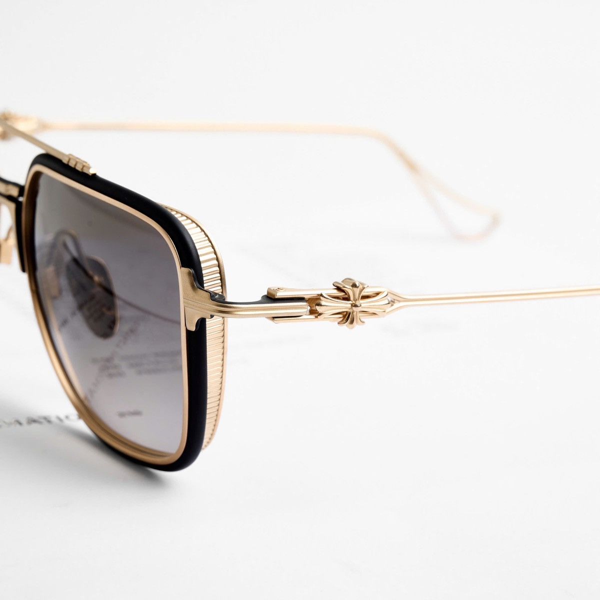 Chrome Hearts CHROME HEARTS HUMPSTER MATTE BLACK/ GOLD PLATED SUNGLASSES Size ONE SIZE - 3 Thumbnail