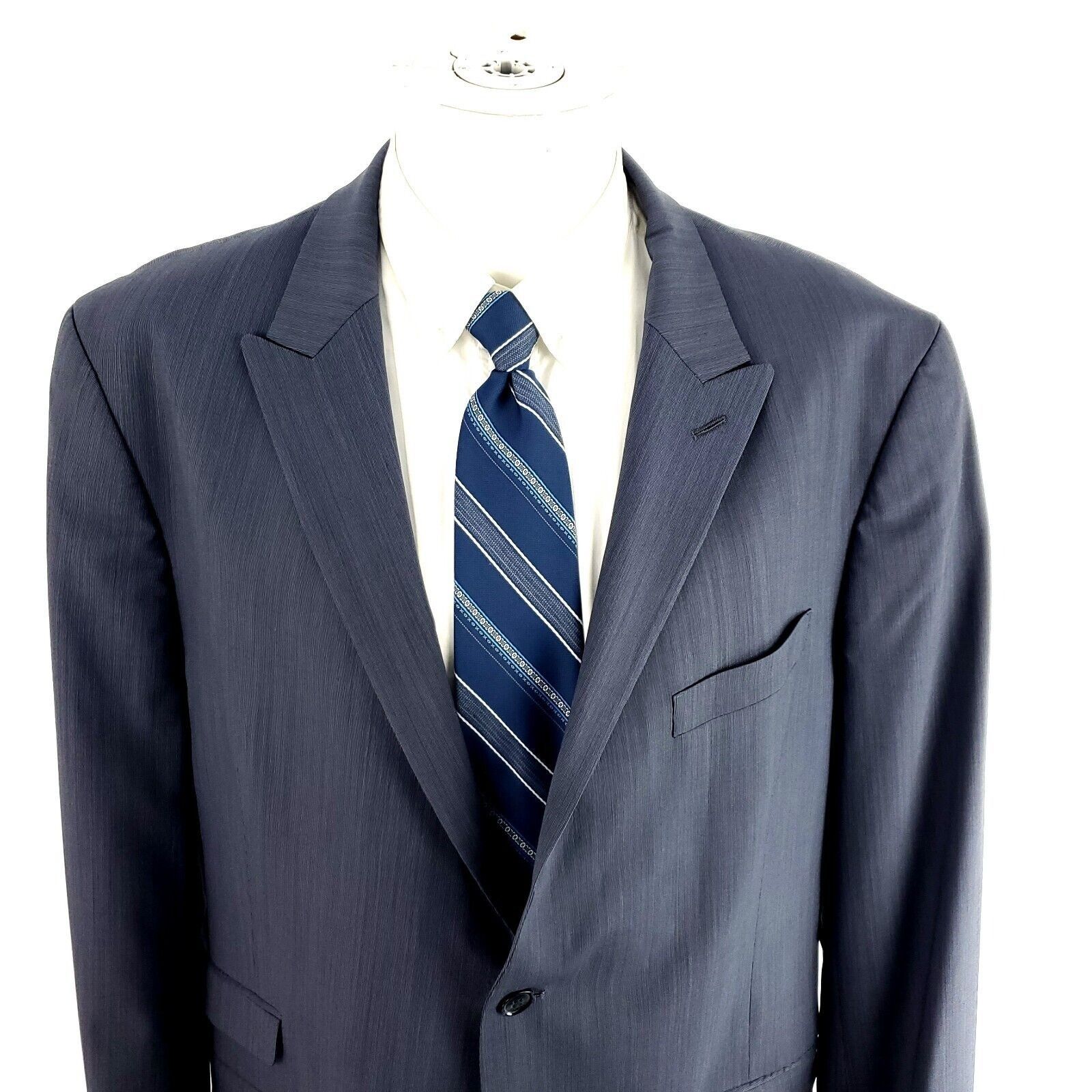 Tommy Hilfiger Tommy Hilfiger Wool Lycra 2 Button Suit Jacket 44R Blue Stri Size 44R - 1 Thumbnail