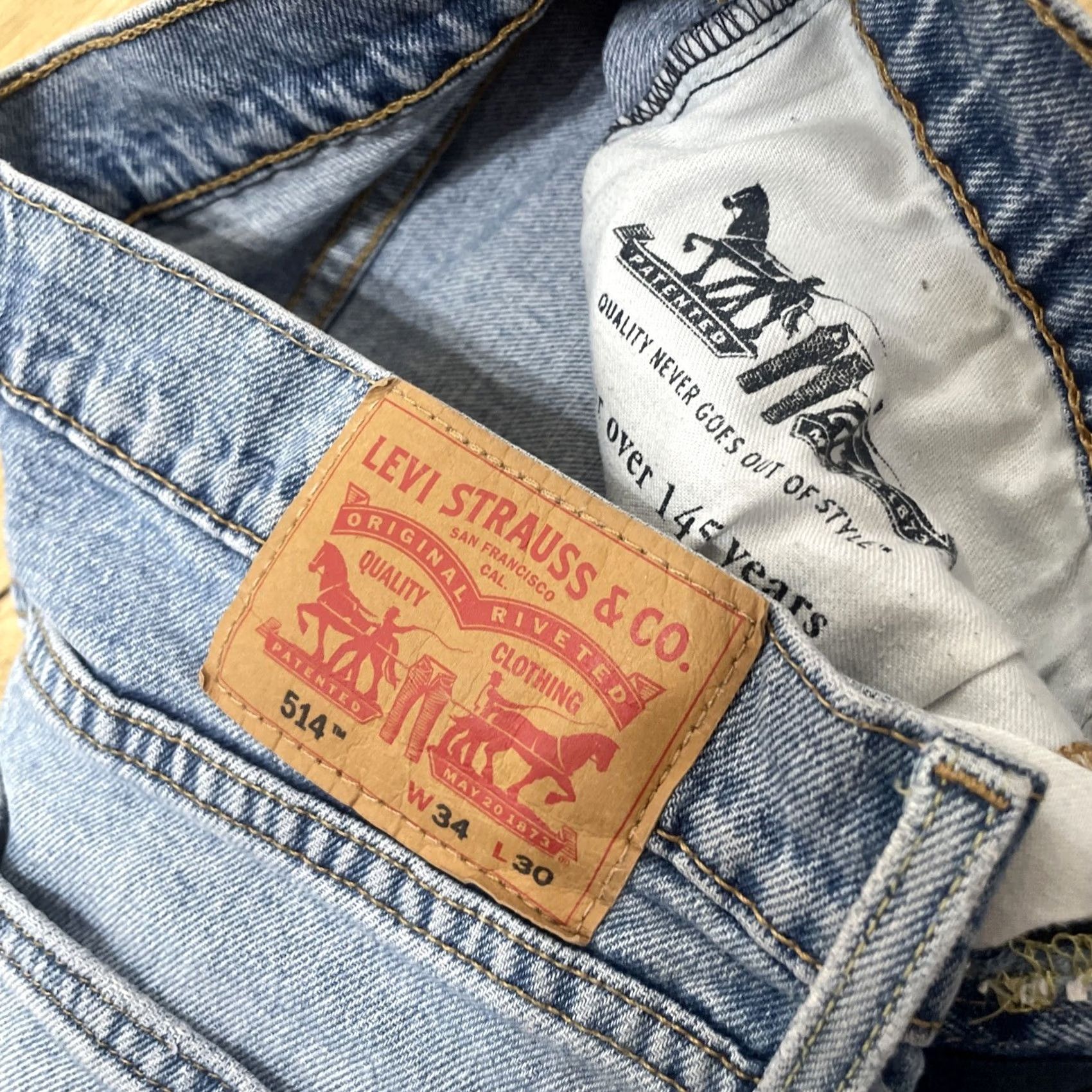 Levi's Levi's Jeans 514 Jeans Men 34x30 26" Light Blue Distressed Slim School Sk8 Denim Size US 34 / EU 50 - 5 Thumbnail