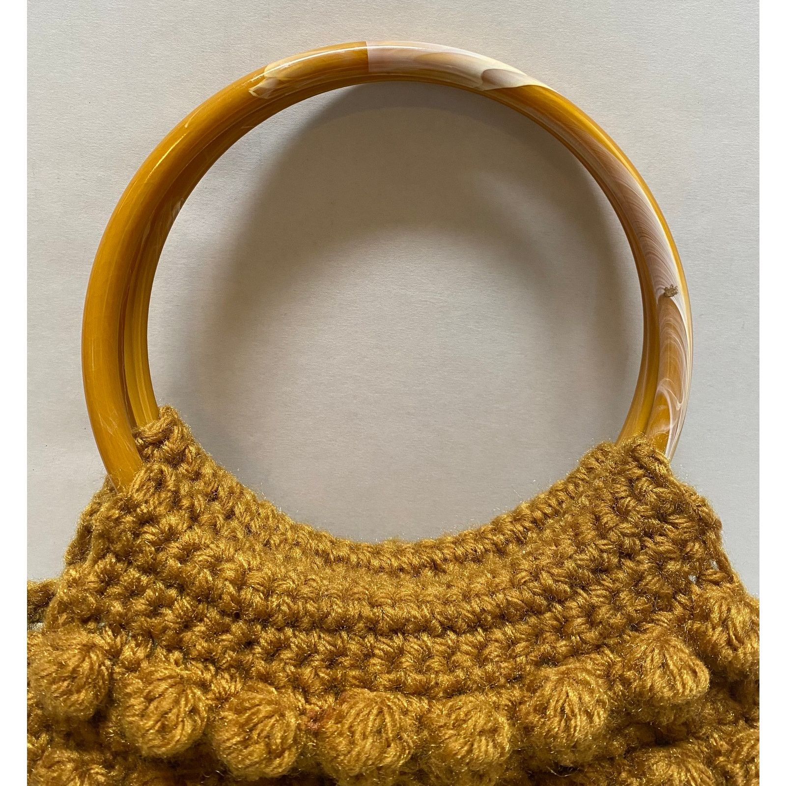 The Unbranded Brand Vtg Handmade Popcorn Crochet Bag Boho Handle Yarn Purse Size ONE SIZE - 8 Thumbnail