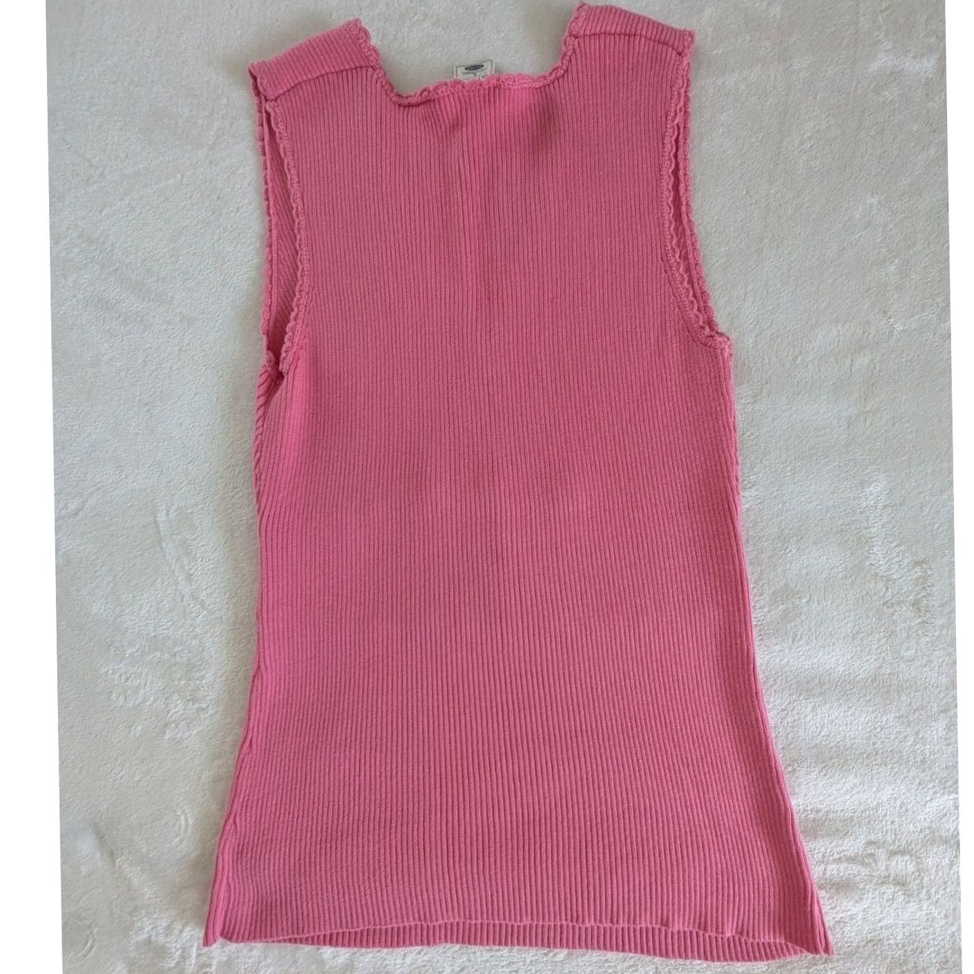 Old Navy Old Navy Pink Tank Women L V-Neck Sleeveless Ribbed Surplice Knit Casual Modern Feminine Shirt Top Size L / US 10 / IT 46 - 2 Thumbnail