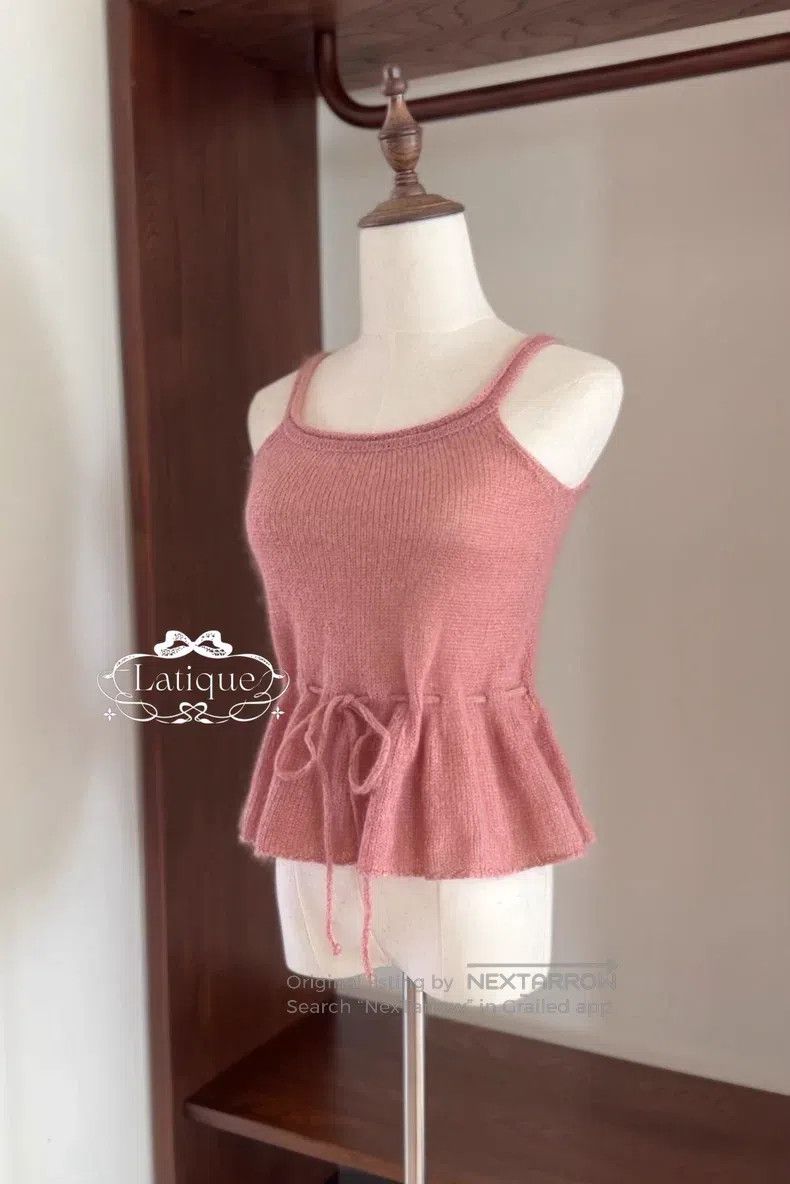 Valentino Valentino Bean paste pink drawstring lace-up knit cardigan Size S / US 4 / IT 40 - 6 Thumbnail