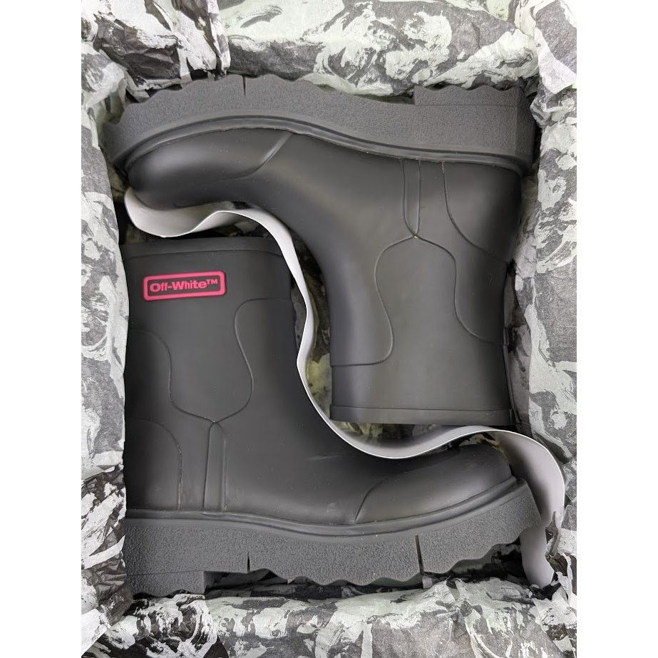 Off-White o1rshd1 Logo Sponge Rubber Boots in Black Violet Size US 8 / EU 41 - 14 Thumbnail