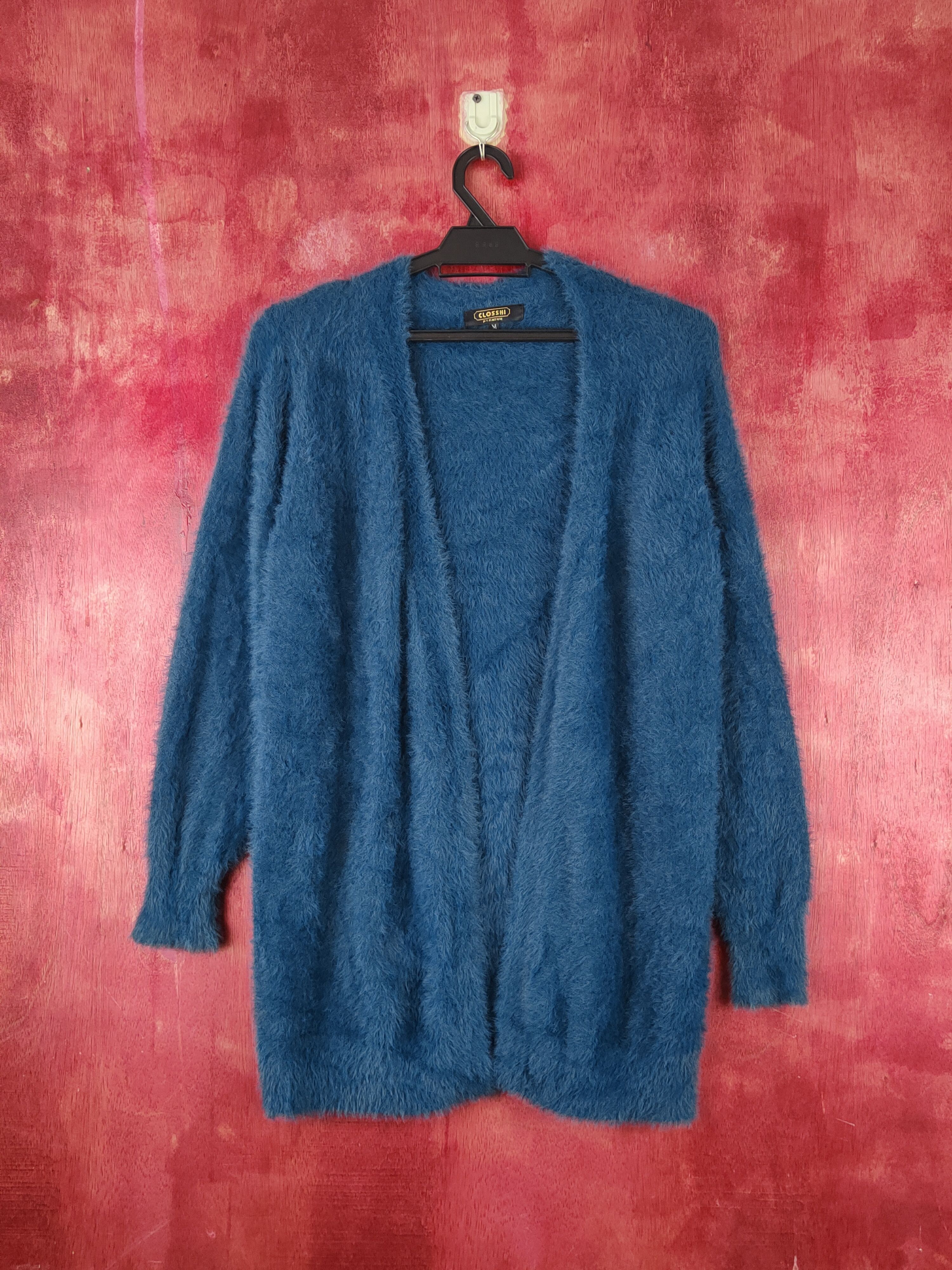 Aran Isles Knitwear Closshi Turquoise Shag Shaggy Fur Mohair Knitwear #S1903 Size M / US 6-8 / IT 42-44 - 1 Thumbnail