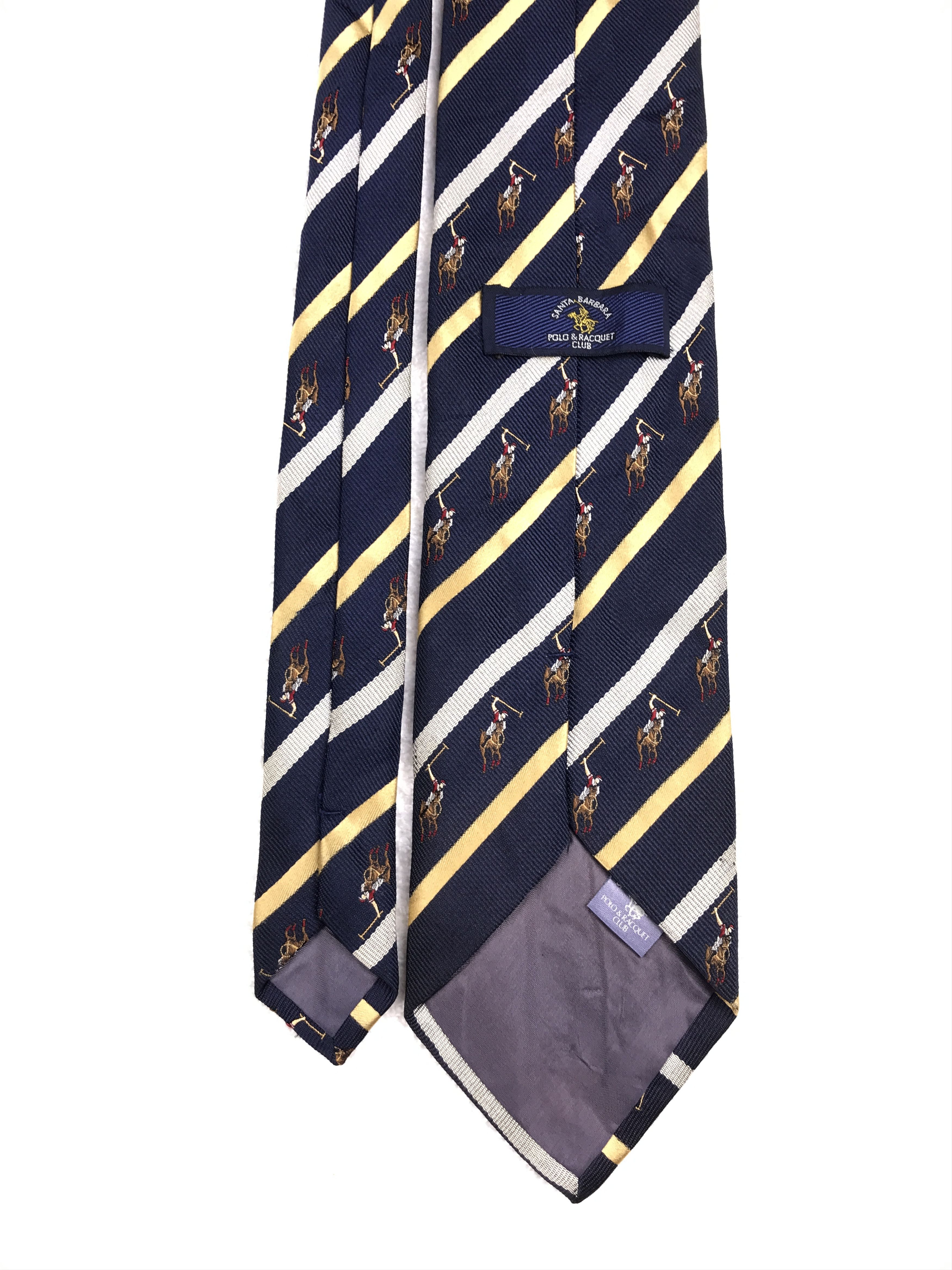 Designer × Polo Ralph Lauren × Vintage Vintage Polo & Racquet Silk Necktie Size ONE SIZE - 4 Thumbnail