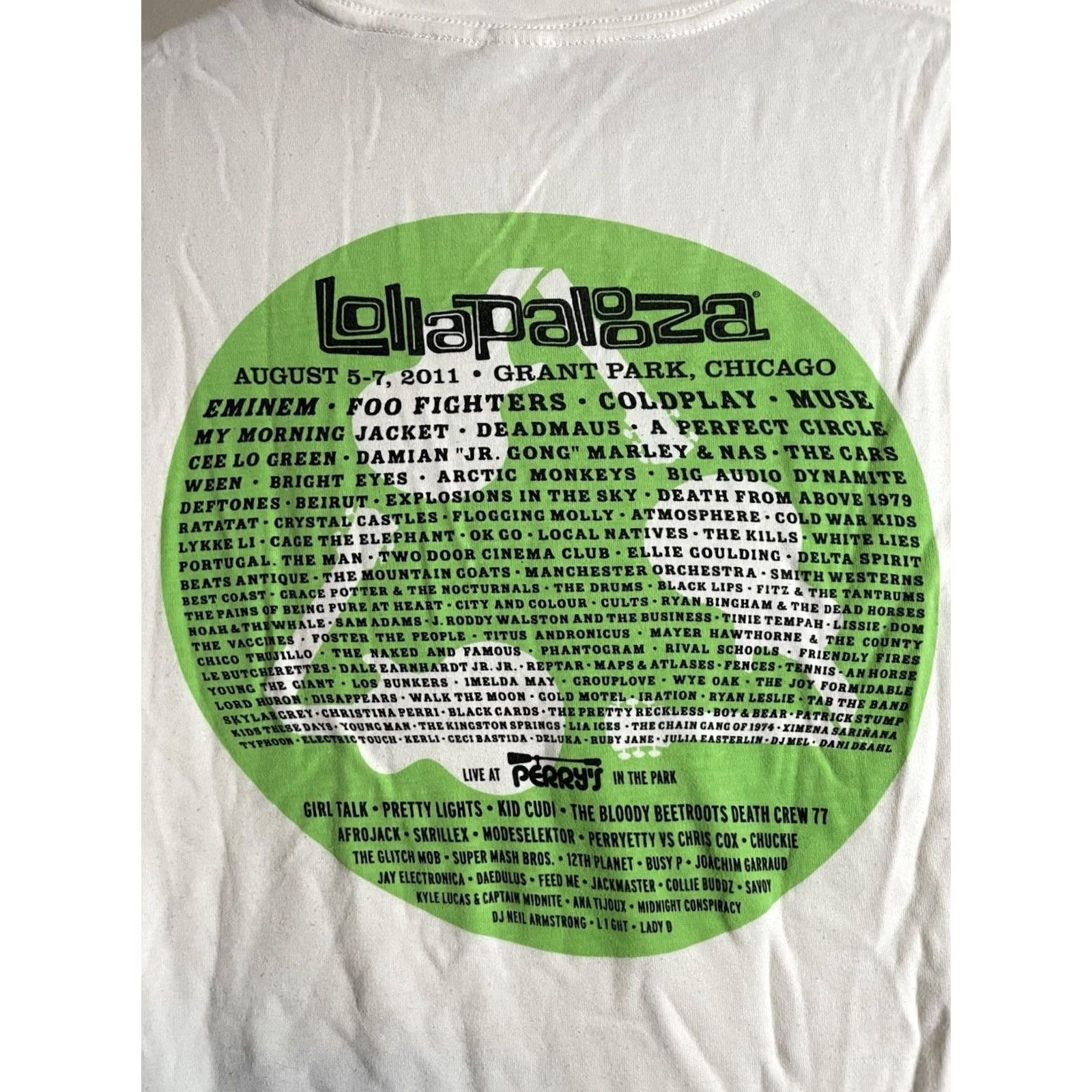 Vintage Lollapalooza 2011 20th Anniversary T-Shirt Foo Fighters Enimen Size M White Mens T-Shirt Size US M / EU 48-50 / 2 - 6 Thumbnail