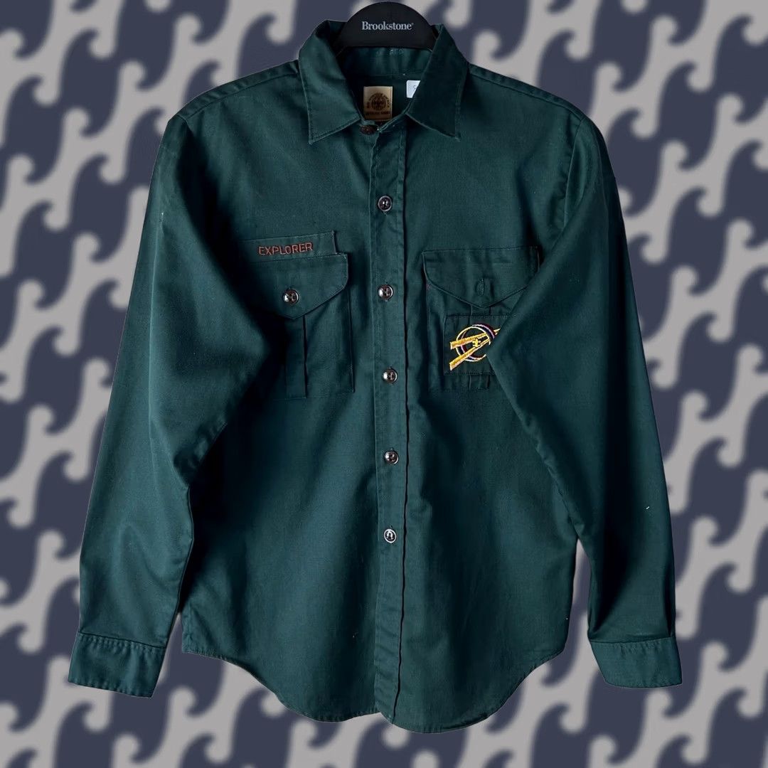 Vintage VINTAGE Boy Scouts of America Explorer Official Shirt Green Long Sleeve Button Up Small Size US S / EU 44-46 / 1 - 1 Thumbnail