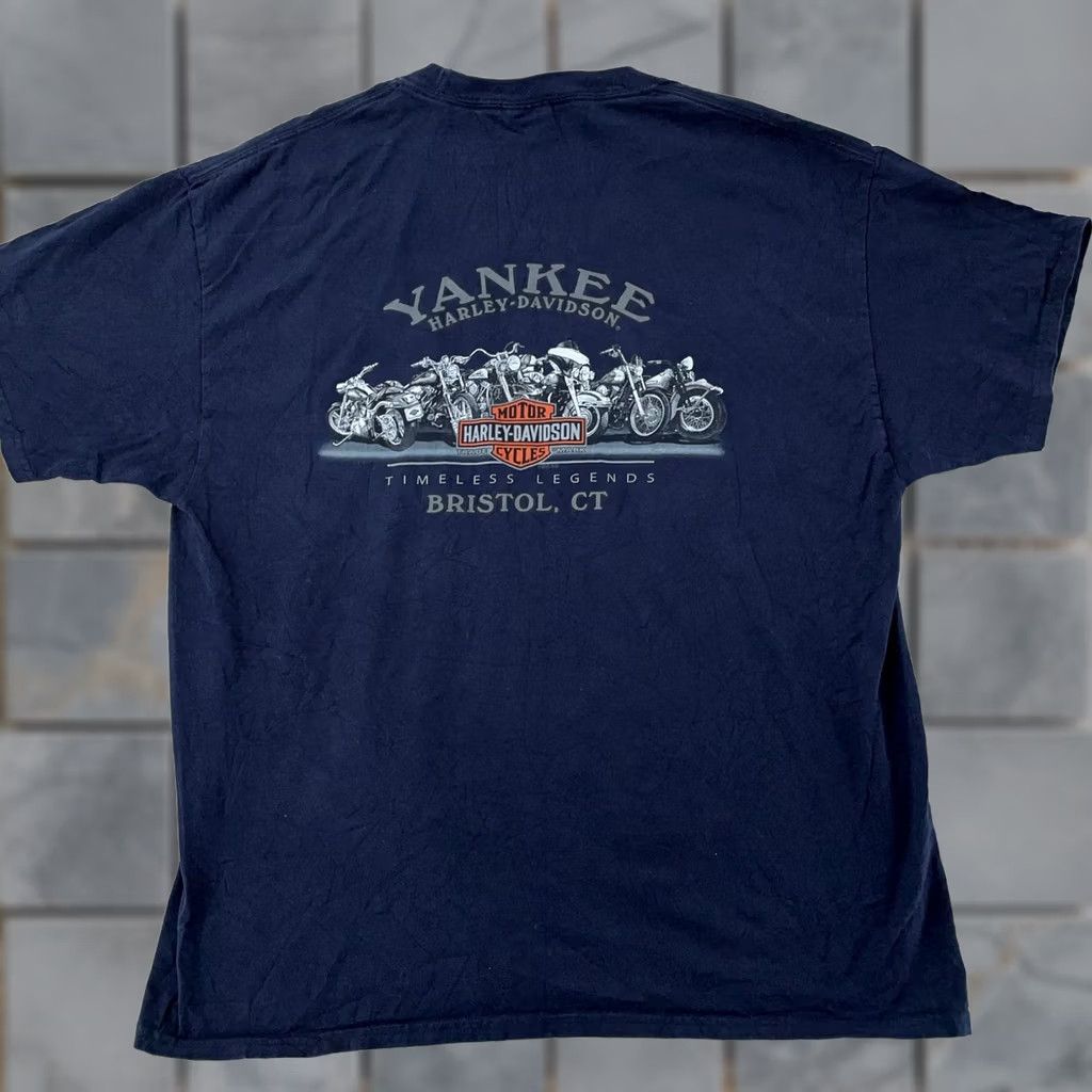 Harley Davidson Harley-Davidson Skull Pocket Shirt XL Blue Graphic Print Short Sleeve Crew Neck Men T-Shirt Sizing Pockets Vintage: No Size US XL / EU 56 / 4 - 1 Thumbnail