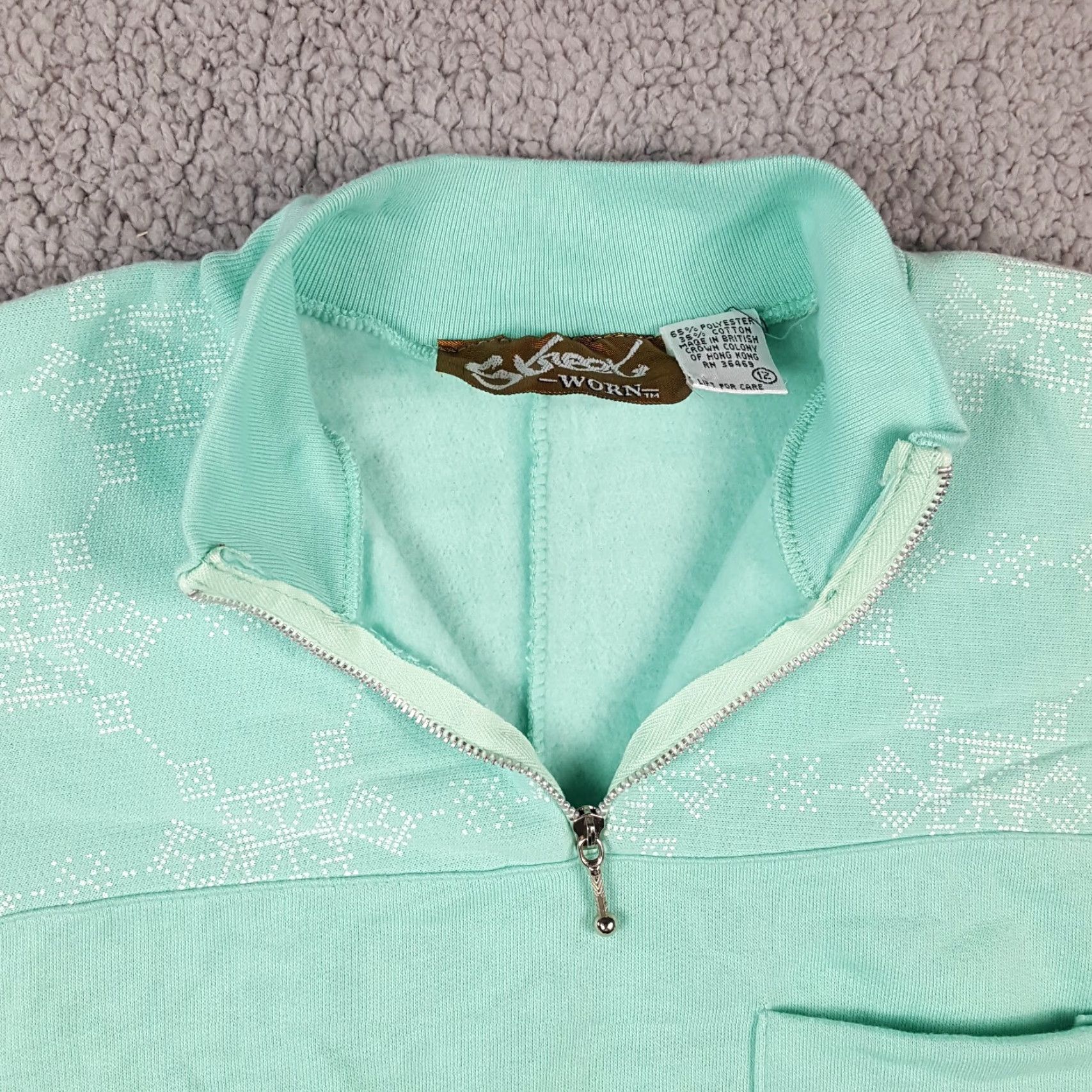 Etro Vintage 80s 1/4 Zip Seafoam Green Womens Crewneck Sweatshirt Size 12 Pullover Retro Size XL / US 12-14 / IT 48-50 - 2 Thumbnail