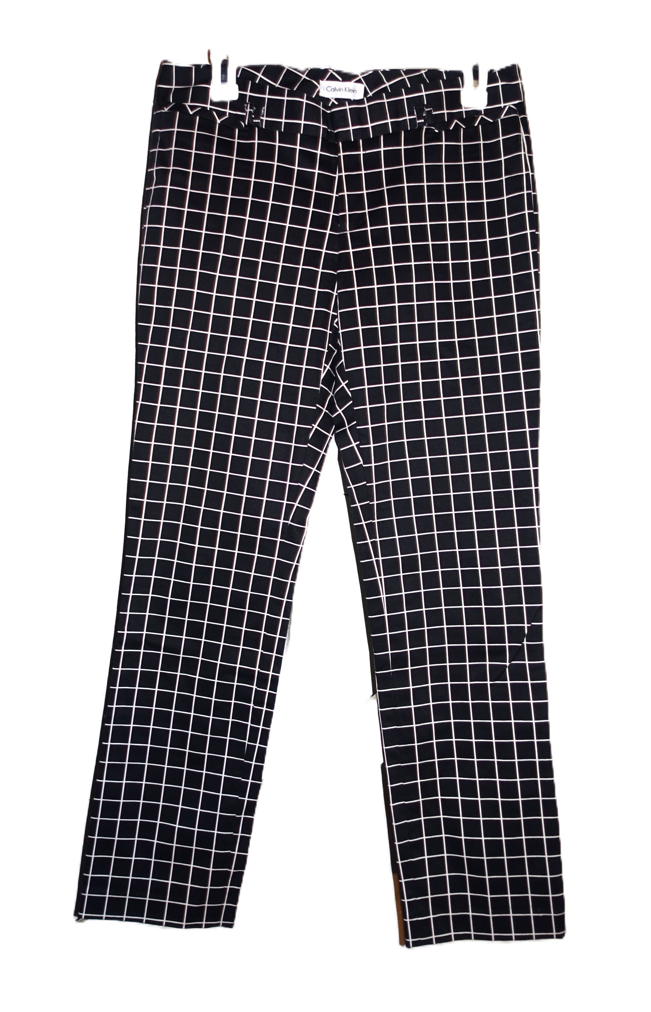 Calvin Klein Calvin Klein Black White Checkerboard Pants 4 Size 29" - 1 Thumbnail