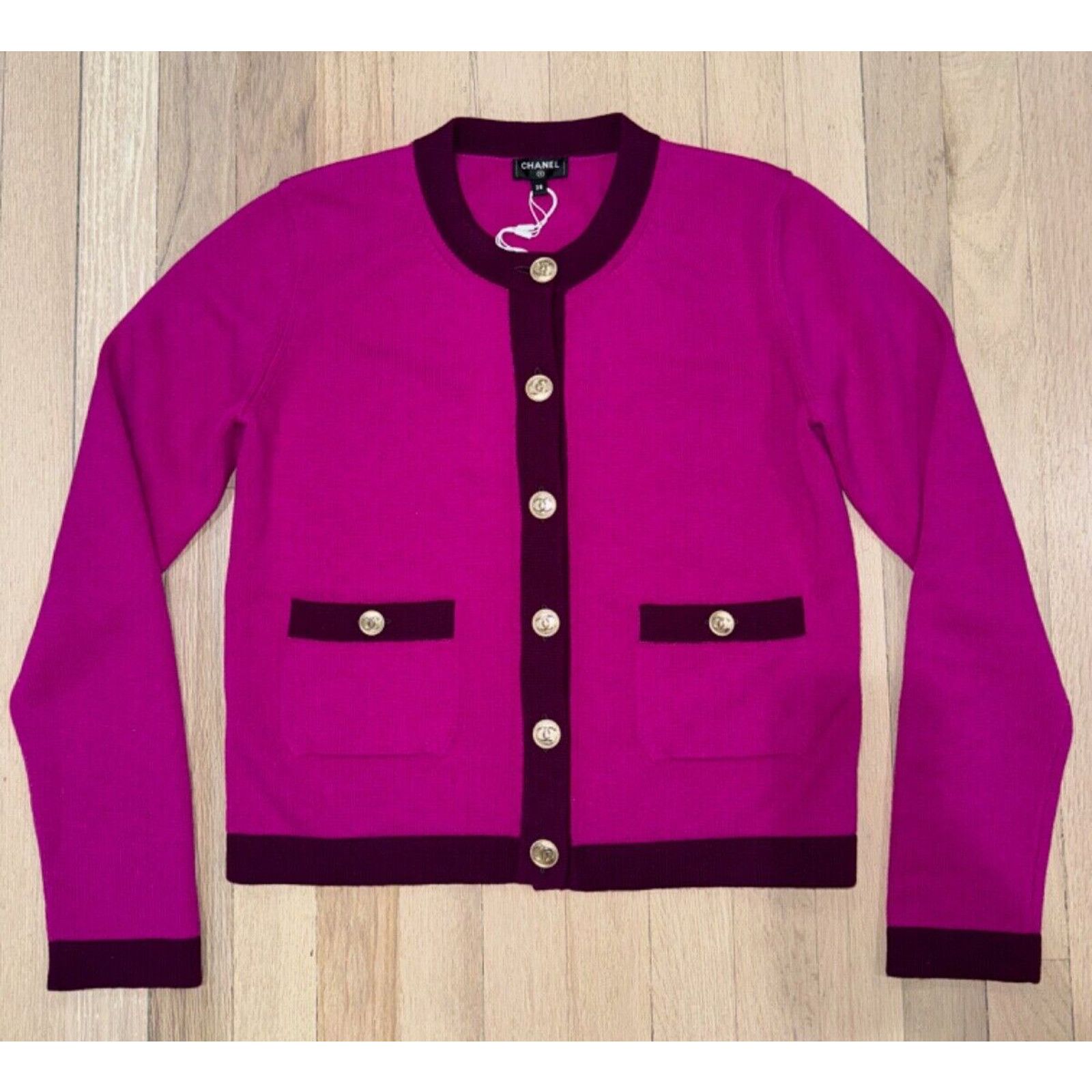 Chanel Chanel 20A Purple Pink Cashmere Gold CC Logo Long Sleeve Size XS / US 0-2 / IT 36-38 - 3 Thumbnail