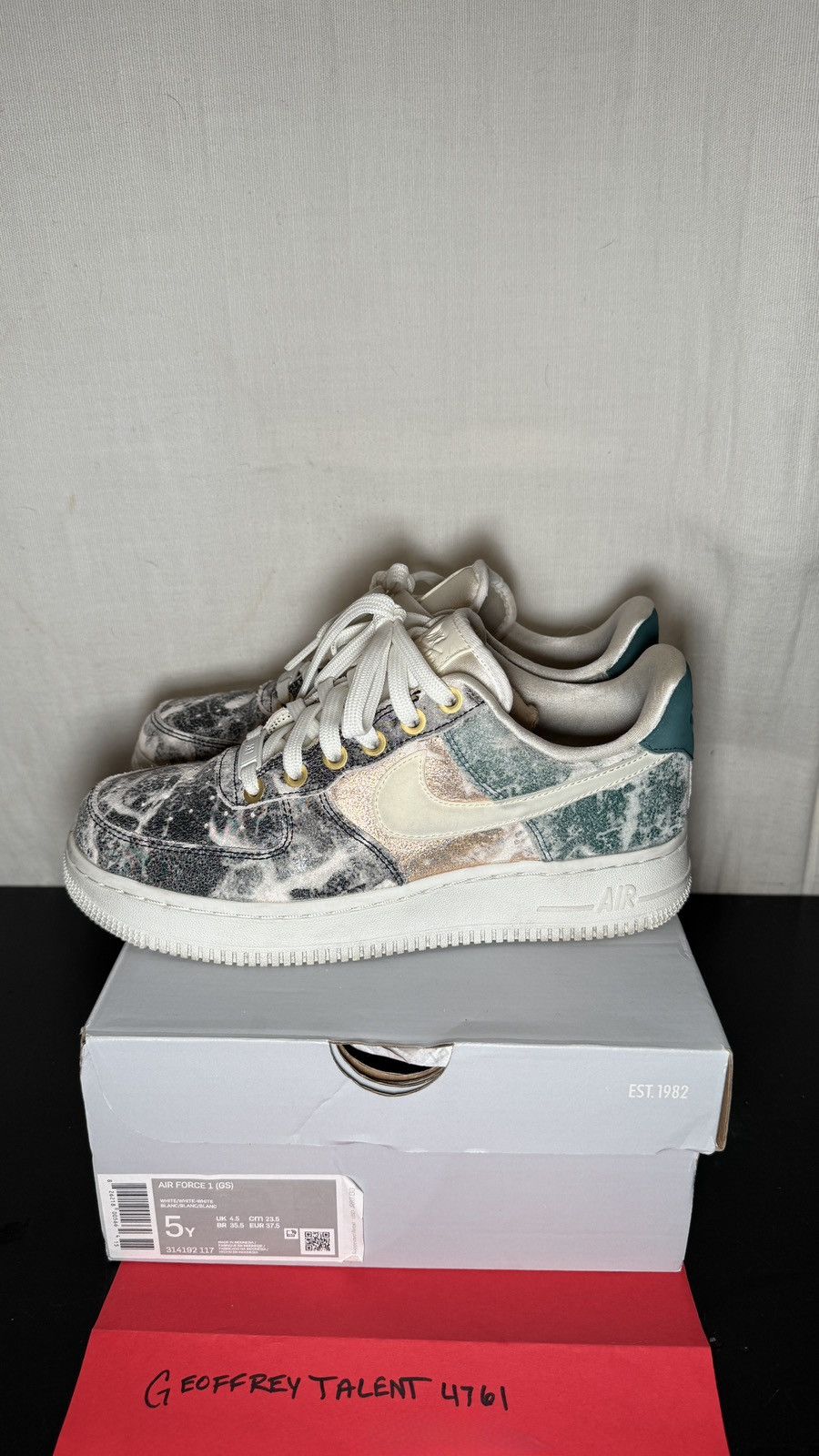 Nike Nike Air Force 1 Low “Marble” / White Grey Pattern (GS Sz 5) Size US 6.5 / IT 36.5 - 4 Thumbnail