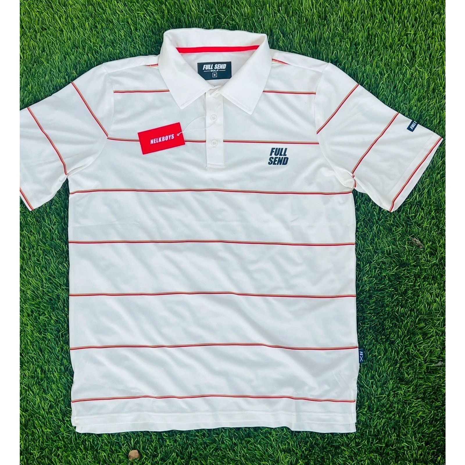 Full Send Full Send Golf Polo Small | White/Red Stripes | Nelk Boys Size US S / EU 44-46 / 1 - 1 Thumbnail