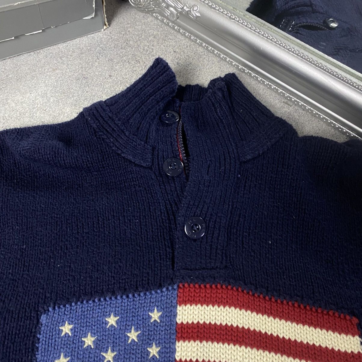 Polo Ralph Lauren Vintage Polo Ralph Lauren USA Flag 1/4 Zip Sweater Size US L / EU 52-54 / 3 - 4 Thumbnail