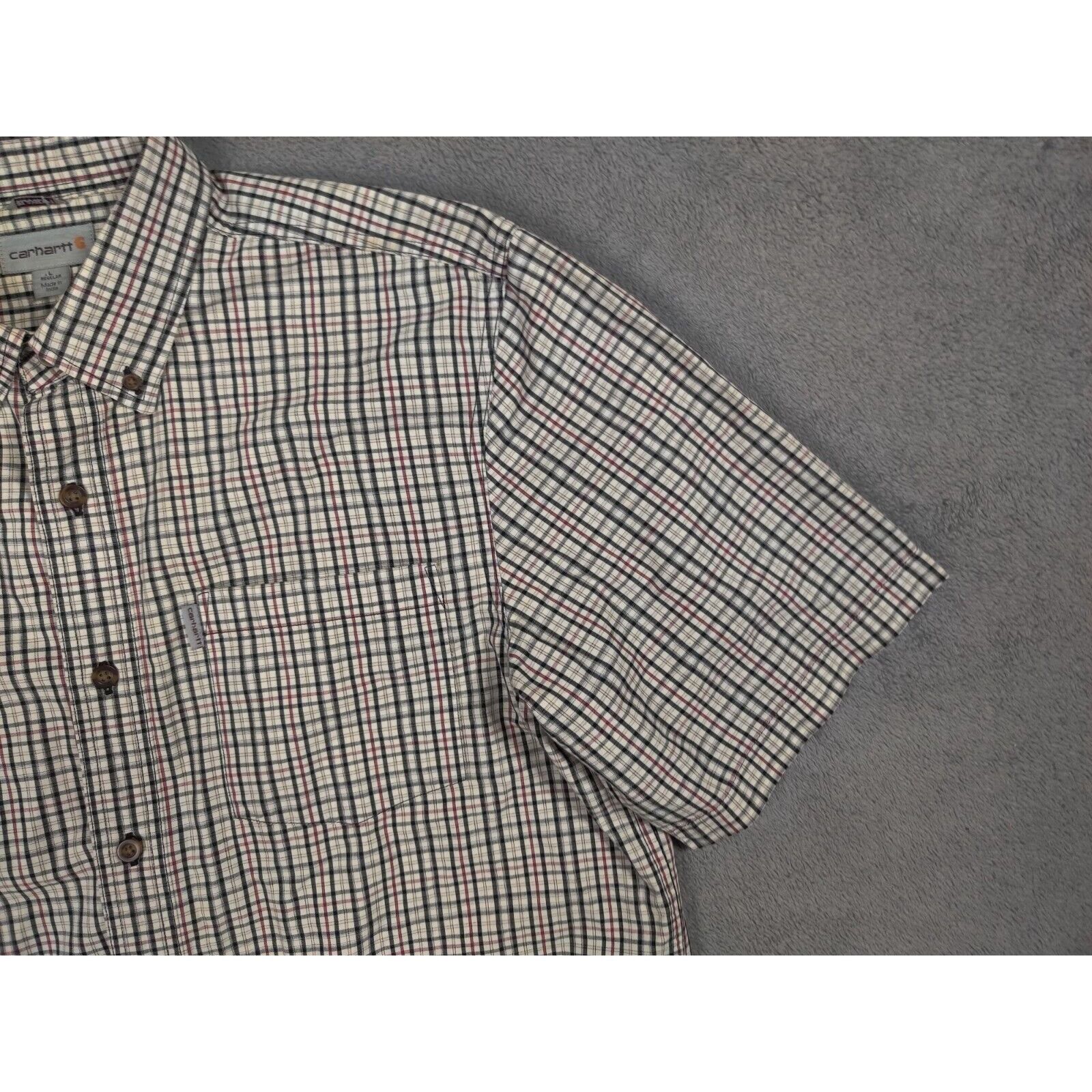 Carhartt Carhartt Shirt Adult Mens Large White Plaid Polo Button Up Size US L / EU 52-54 / 3 - 4 Thumbnail
