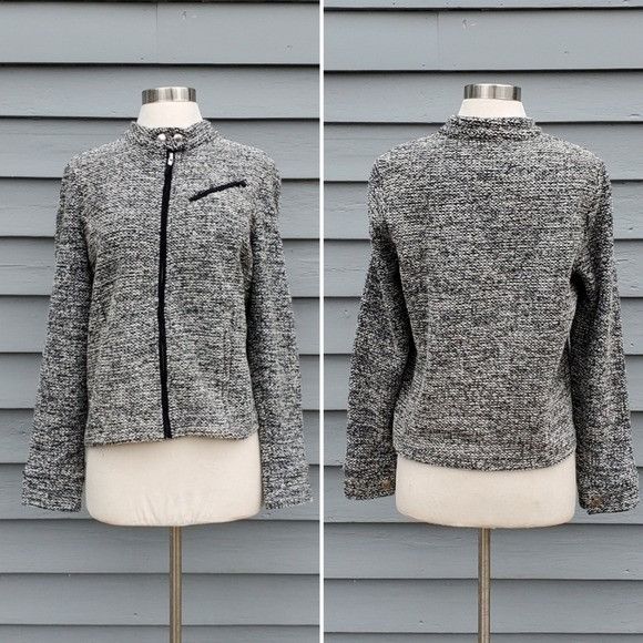 Ralph Lauren Ralph Lauren Black White Boucle Tweed Light Racer Style Moto Size L / US 10 / IT 46 - 1 Thumbnail
