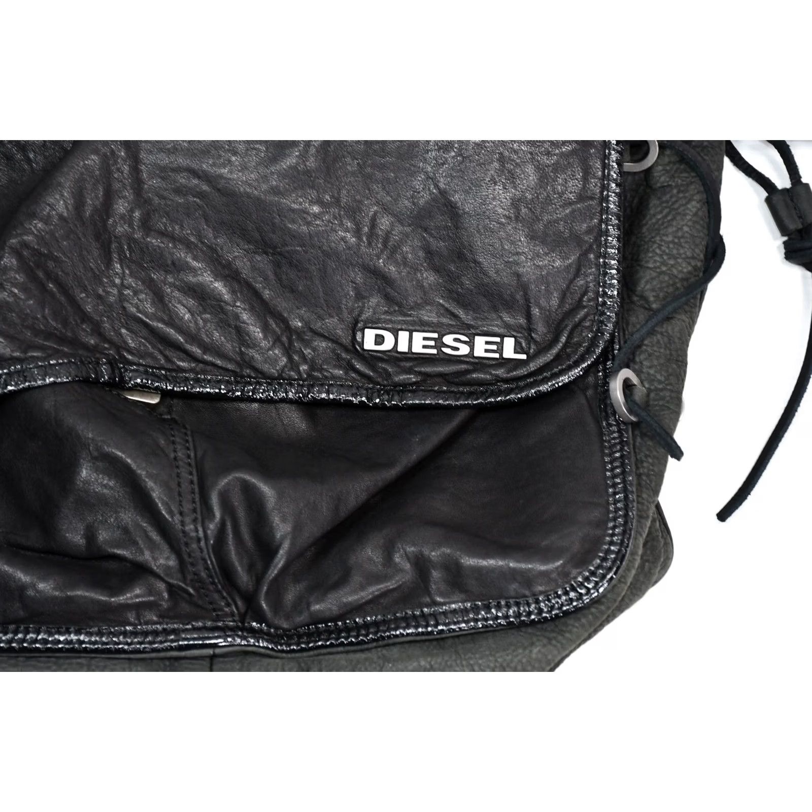 Diesel VINTAGE Diesel Messenger Bag Leather Black MEN Large Bag Size ONE SIZE - 2 Thumbnail