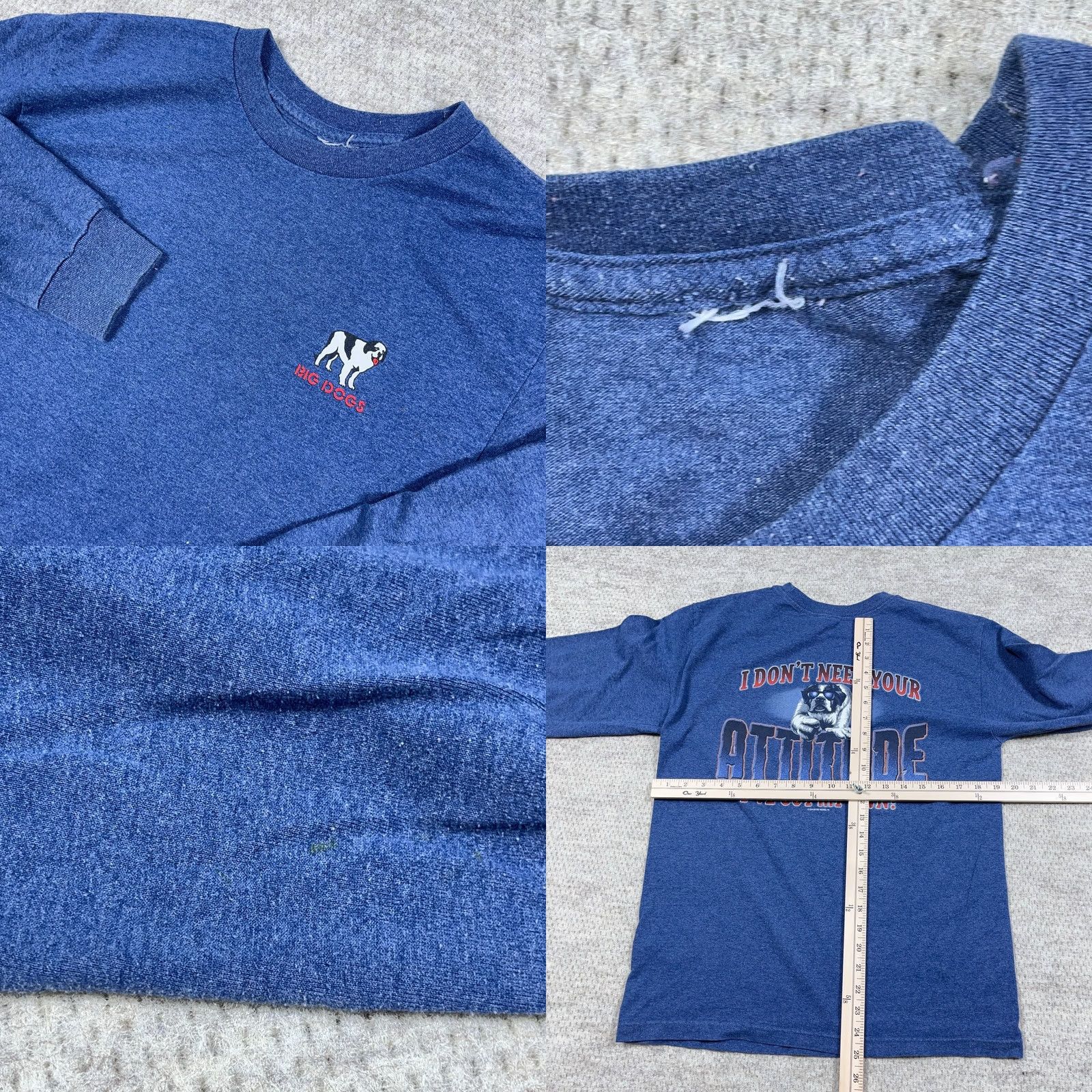 Big Dogs VINTAGE Big Dogs Shirt Men M Blue Long Sleeve Tee Y2K 2000s Attitude Adult Size US M / EU 48-50 / 2 - 8 Thumbnail