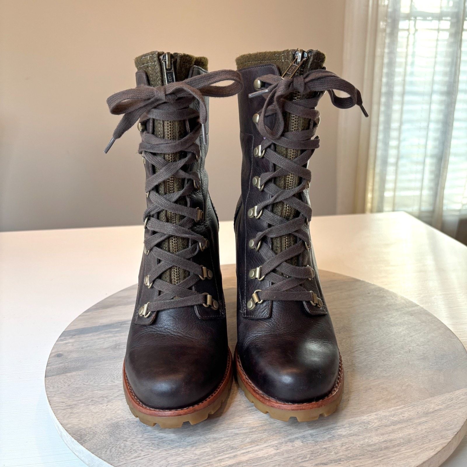 Ugg UGG Heeled Boots Leather Combat Zip Lined Women's Size 9 Size US 9 / IT 39 - 4 Thumbnail