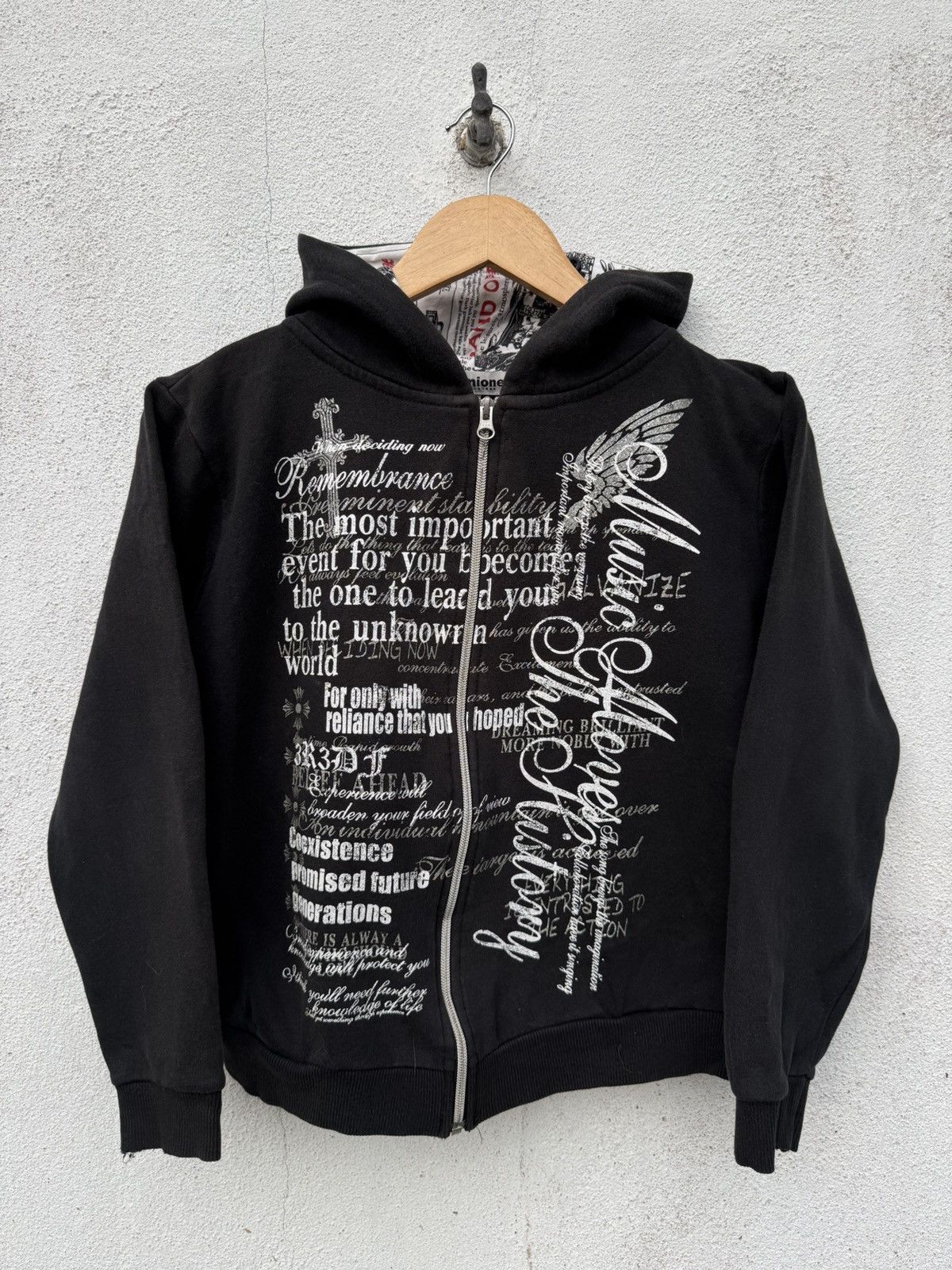 If Six Was Nine Archival Sirmione Cross Anarchy Punk Boxy Zipper Hoodie Size XS / US 0-2 / IT 36-38 - 1 Thumbnail