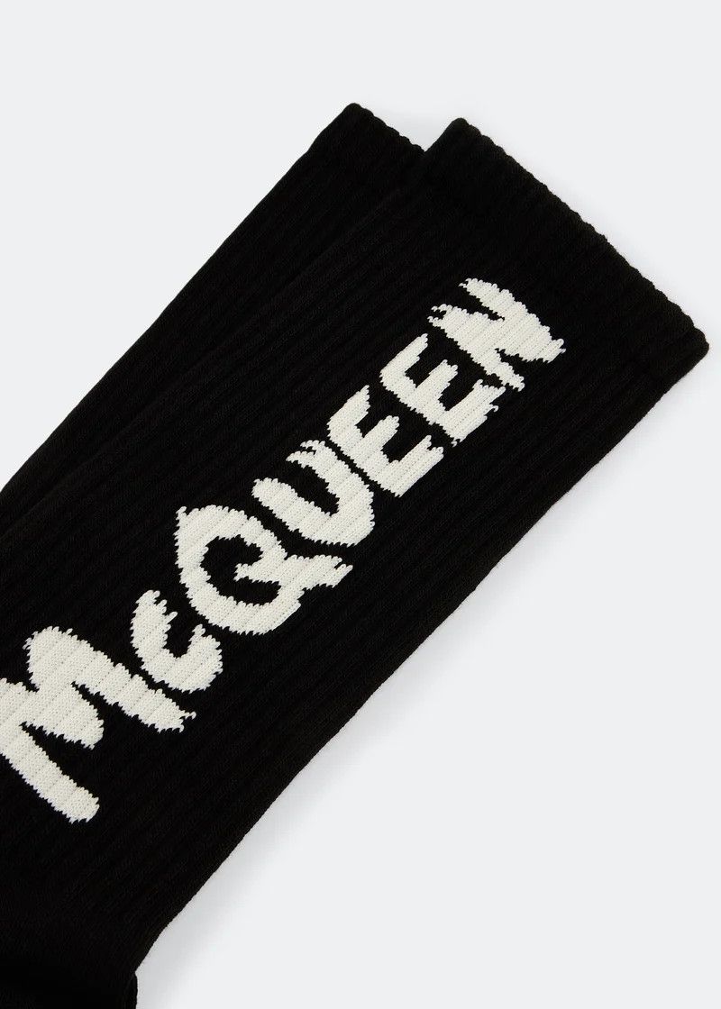 Alexander McQueen o1w1db10725 Size: Medium/Graffiti Socks in Black Size ONE SIZE - 2 Thumbnail