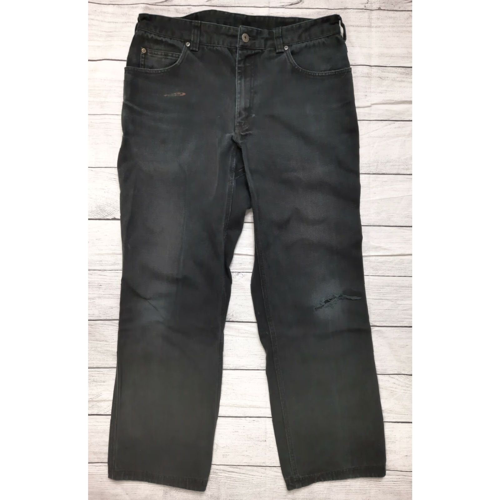 Duluth Trading Company Duluth Trading Co. Jeans Men's Work Jeans 36 x 30 Khaki Black Canvas Pants Multicolor Denim Cotton Regular Straight Canvas Pants Mens Jeans Size US 36 / EU 52 - 2 Thumbnail