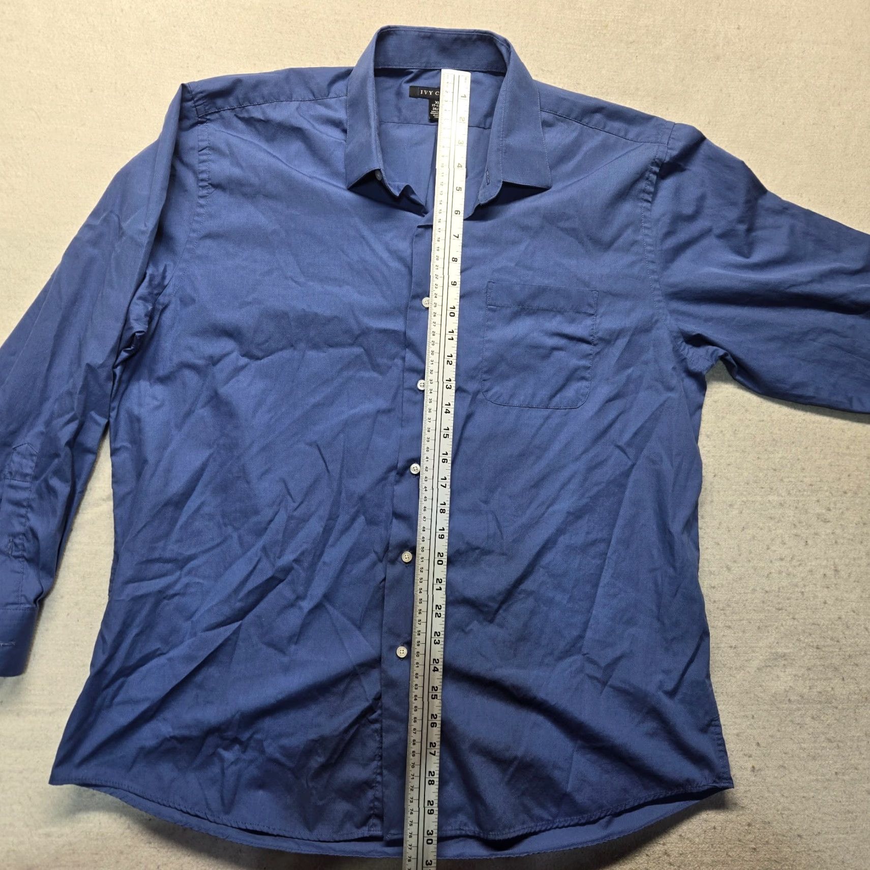 Vintage Ivy Crew Shirt Adult Mens XL Solid Blue Long Sleeve Button-Up Size US XL / EU 56 / 4 - 6 Thumbnail