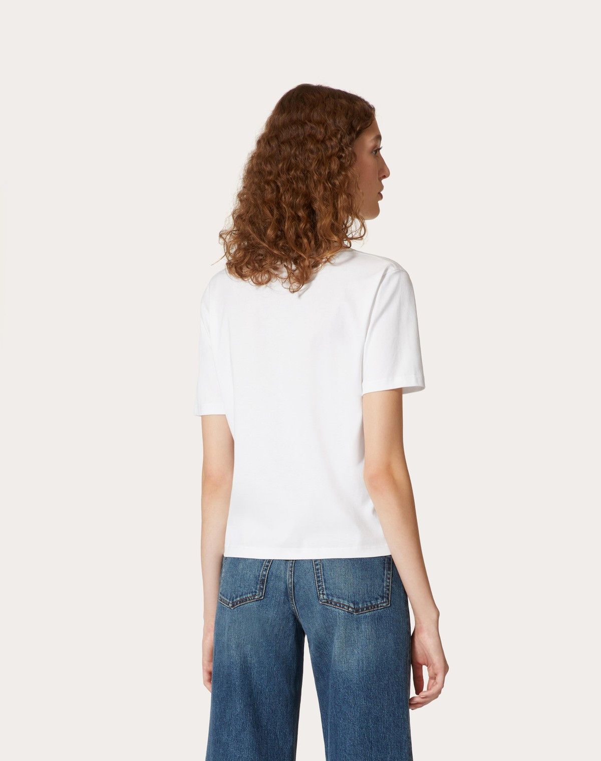 Valentino o1s1wg110525 Embroidered Jersey T-Shirt in White Size XXS / US 00 / IT 34 - 5 Thumbnail