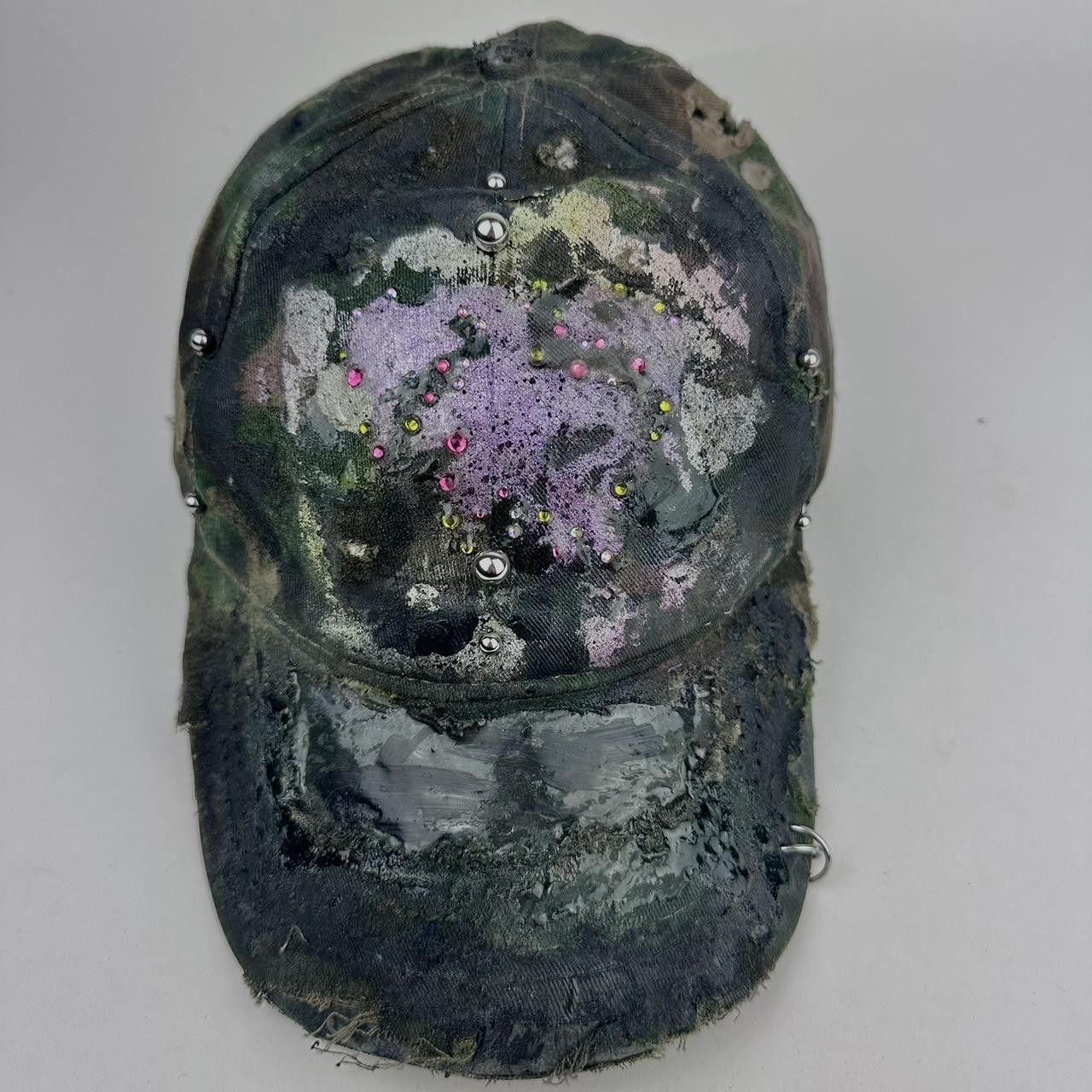 Other ASTROBOI* 'Rhinestone Camo' Green Distressed Hat Size ONE SIZE - 1 Thumbnail
