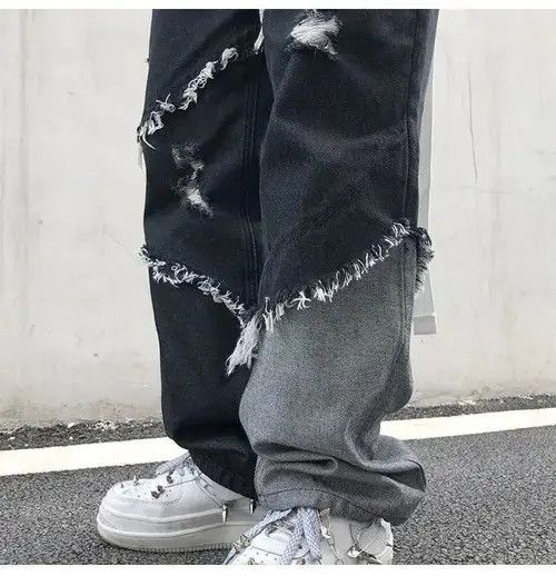 Jean Baggy Distressed patchwork jeans denim y2k vintage Size US 30 / EU 46 - 7 Thumbnail