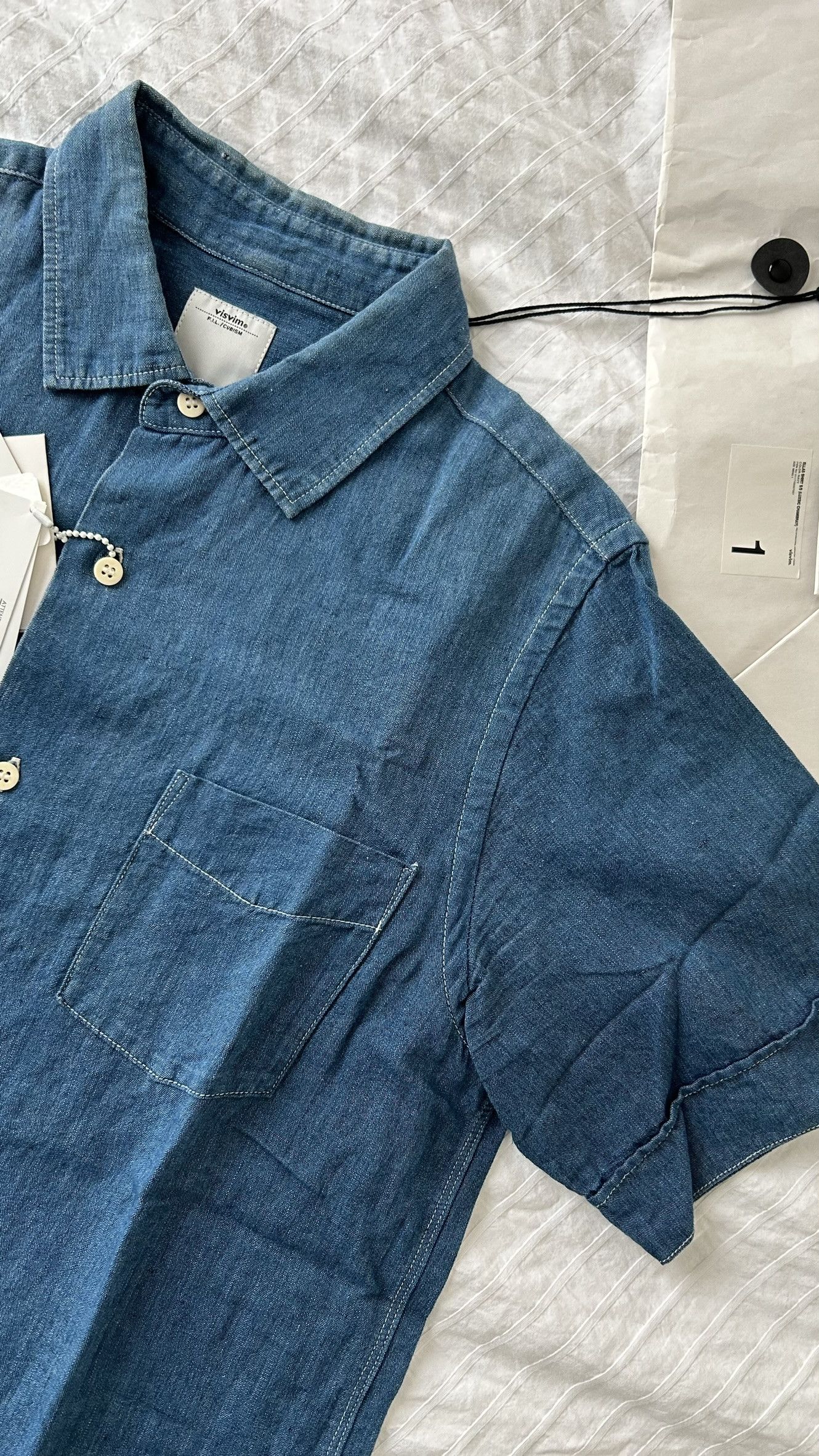 Visvim FREE EDGE SHIRT S/S N.D. - LT.INDIGO | Grailed